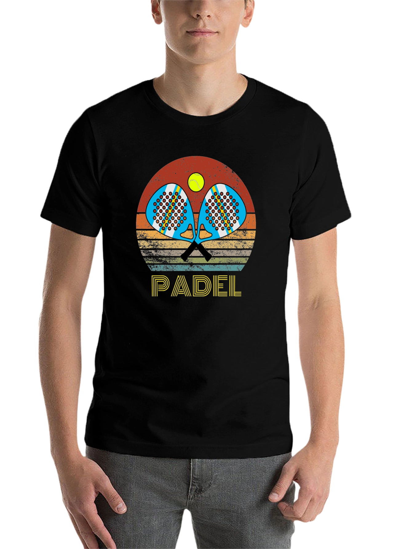 Black Retro Padel T-Shirt: Vintage Sportswear view 7