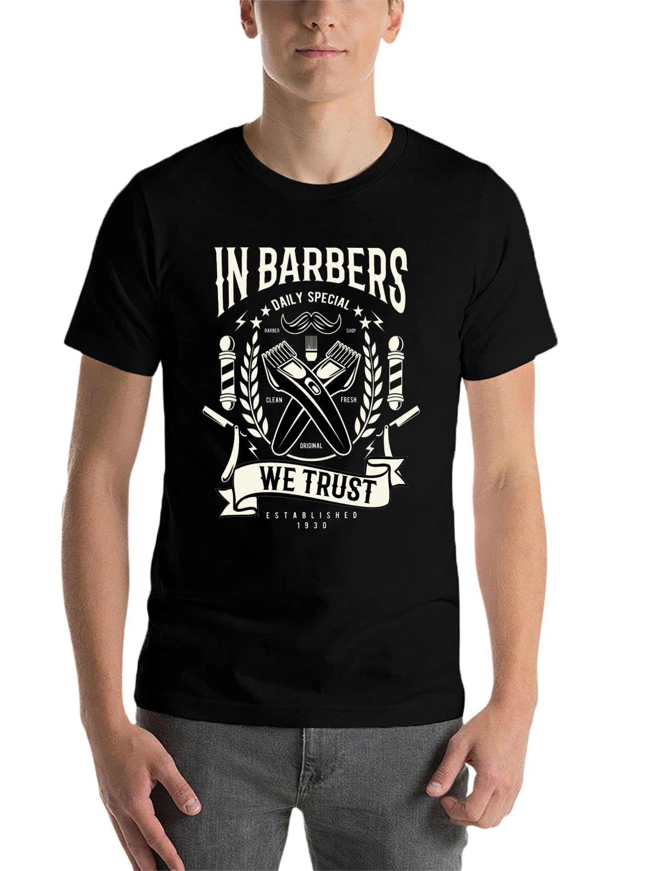 Black Barber Shop Graphic T-Shirt - Established 1930 view 7