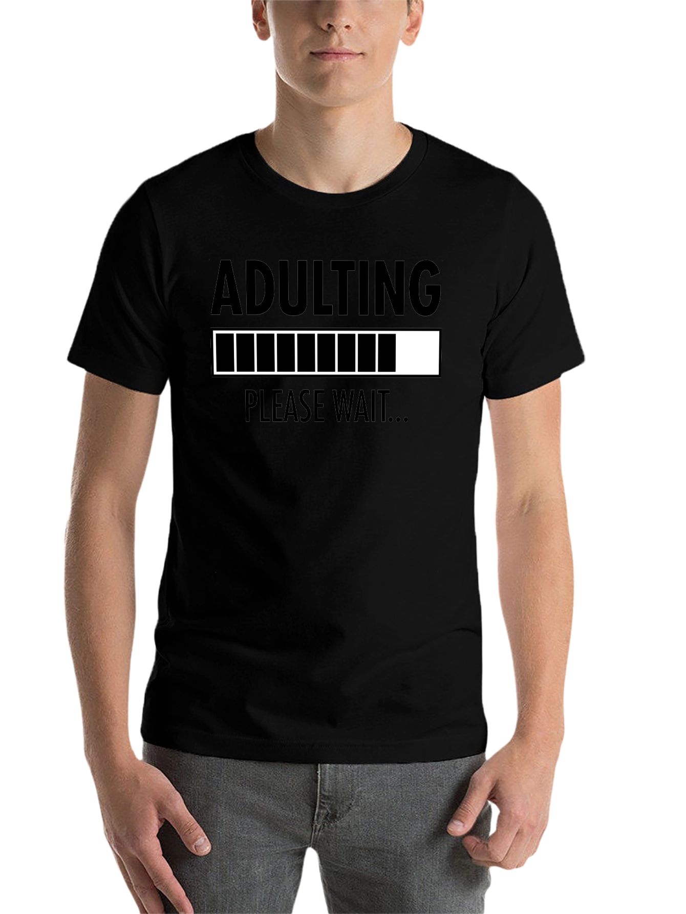 Black Adulting Please Wait T-Shirt Funny Graphic Tee view 7
