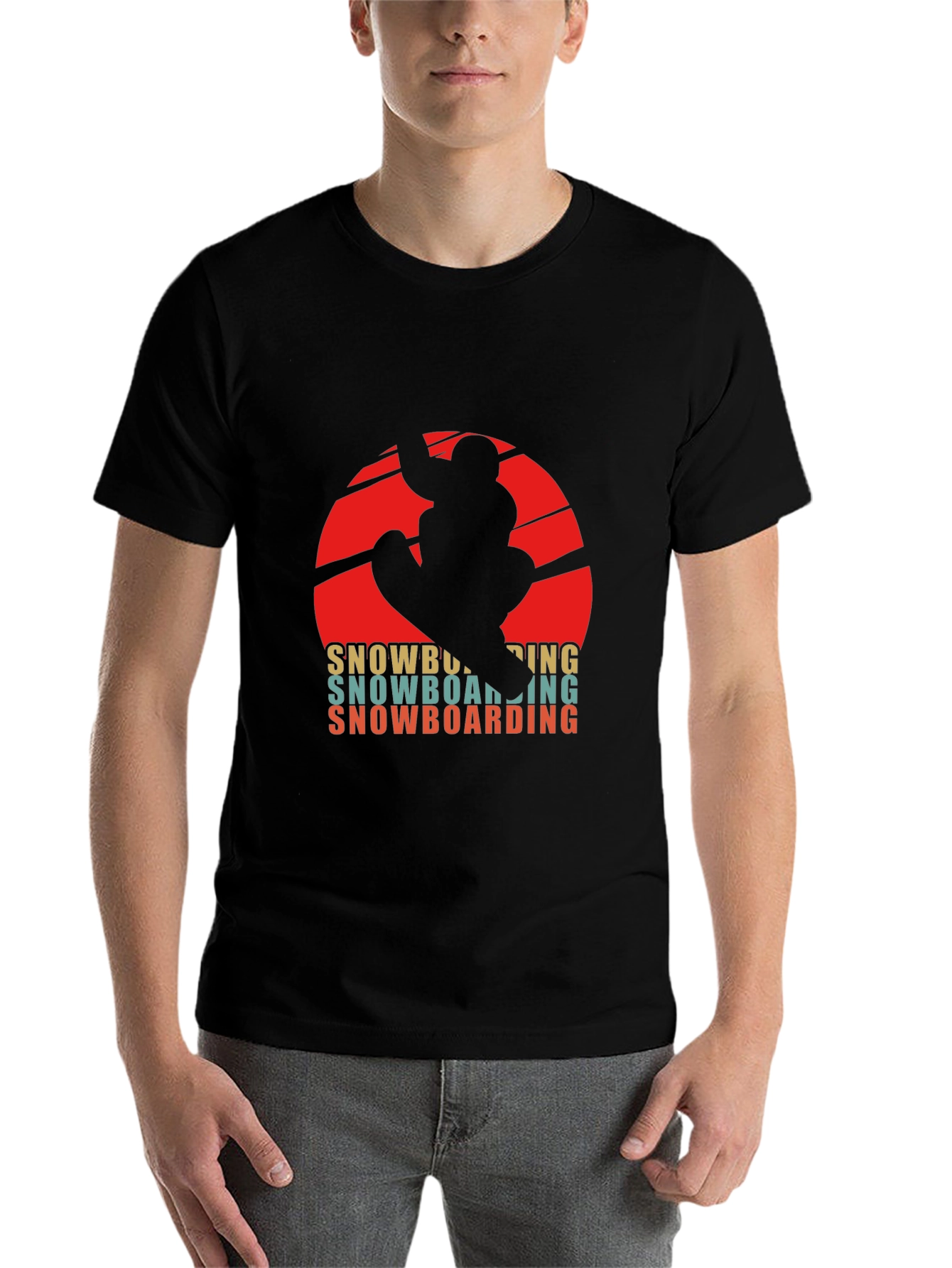 Black Retro Snowboarding T-Shirt - Winter Sports Graphic Tee view 7