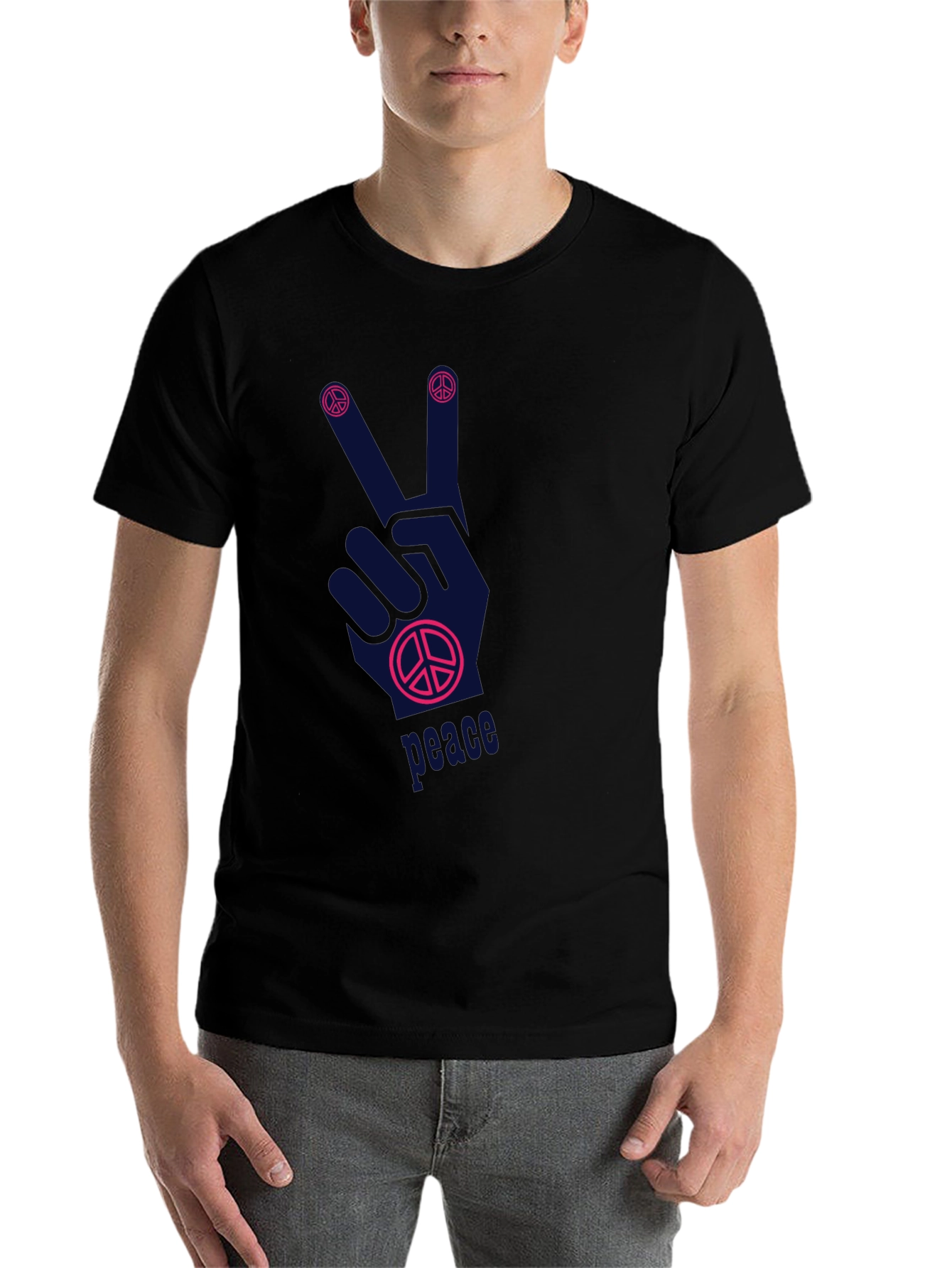 Black Peace Sign Graphic T-Shirt - Relaxed Fit view 7