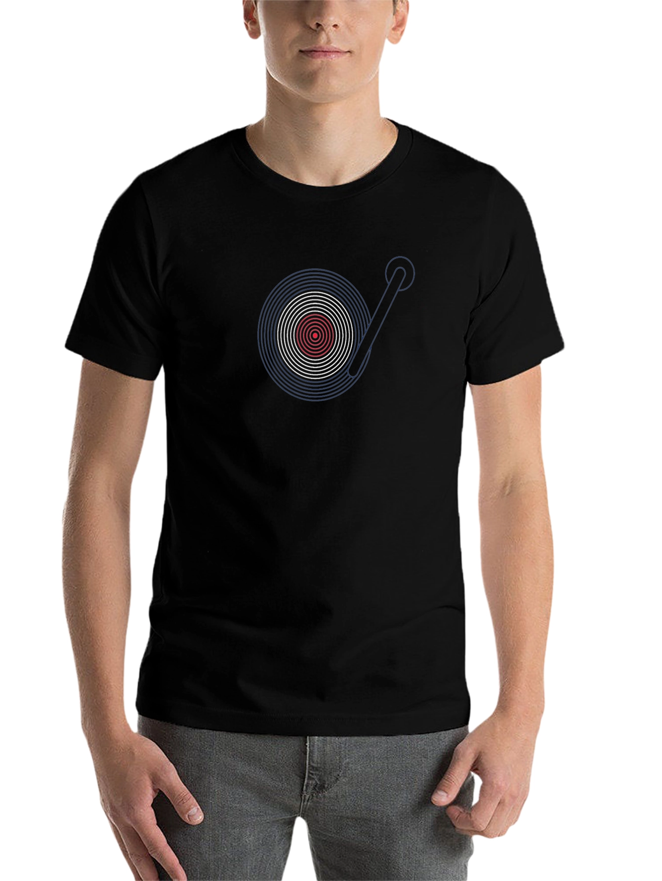Black Groovy Record Player Graphic T-Shirt view 7