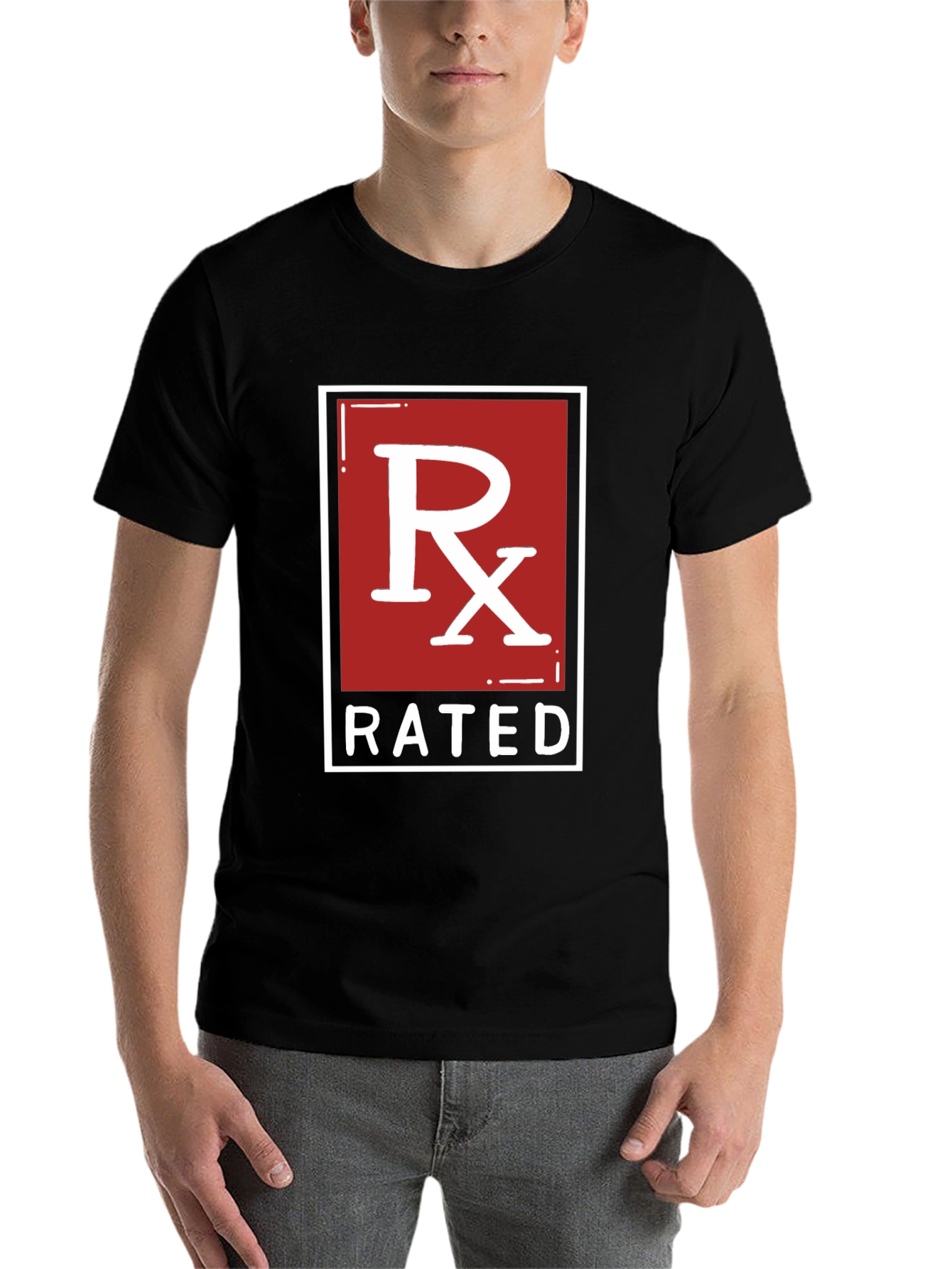 Black RX Rated Graphic Tee - Black Cotton T-Shirt view 7
