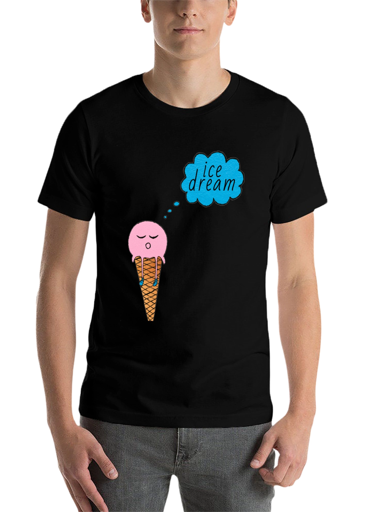 Black Ice Cream Dream T-Shirt - Black Cotton Tee view 7