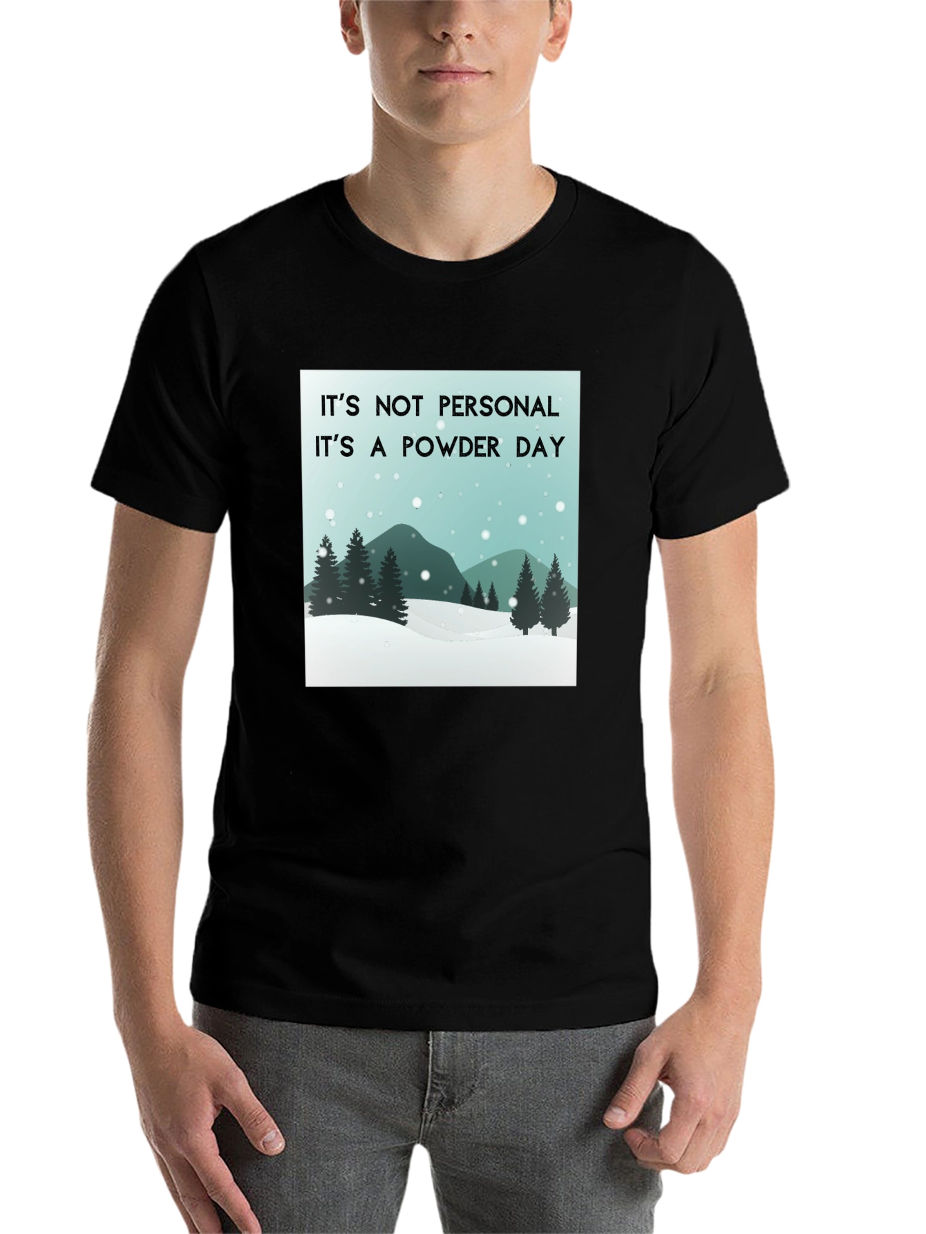 Black Powder Day Graphic Tee - Skiing Snowboarding Shirt view 7