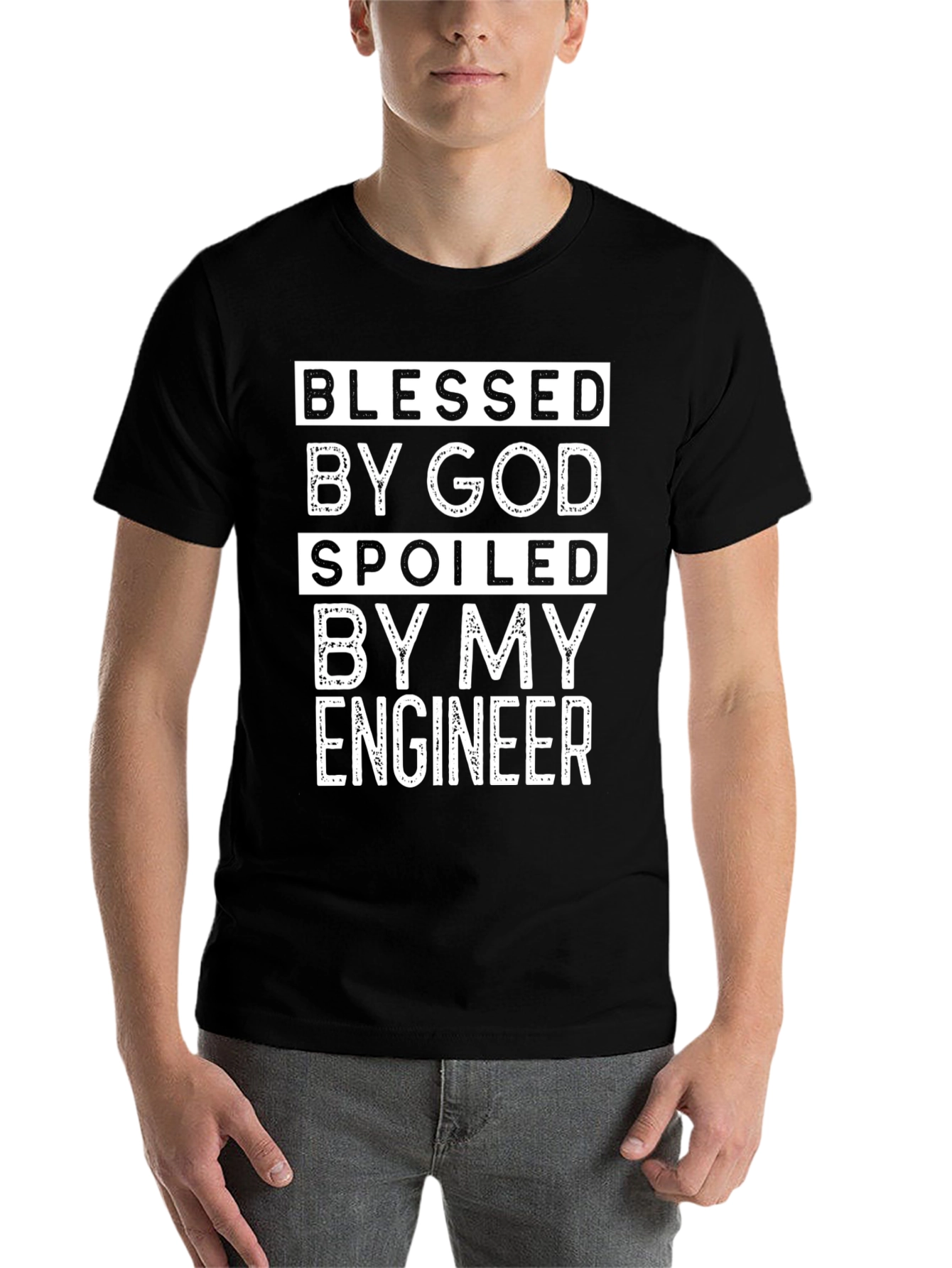 Black Blessed By God Spoiled By My Engineer T-Shirt view 7