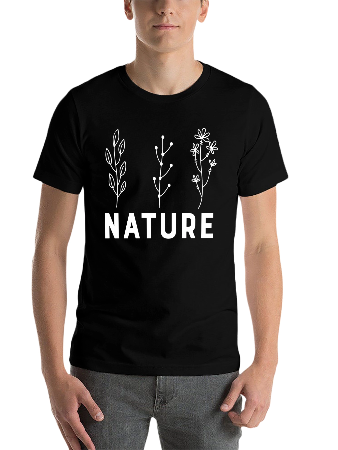 Black Nature Inspired Graphic T-Shirt - Black view 7