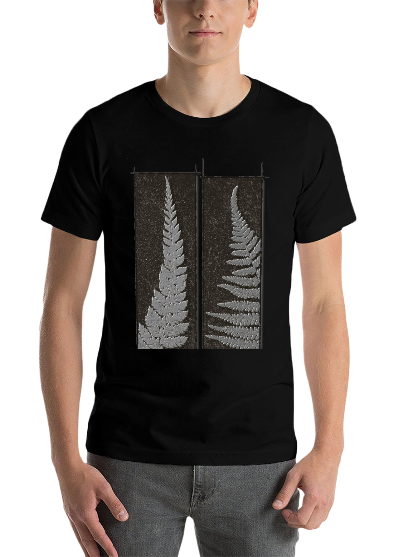 Black Fern Fossil Print Tee - Black Cotton Blend view 7