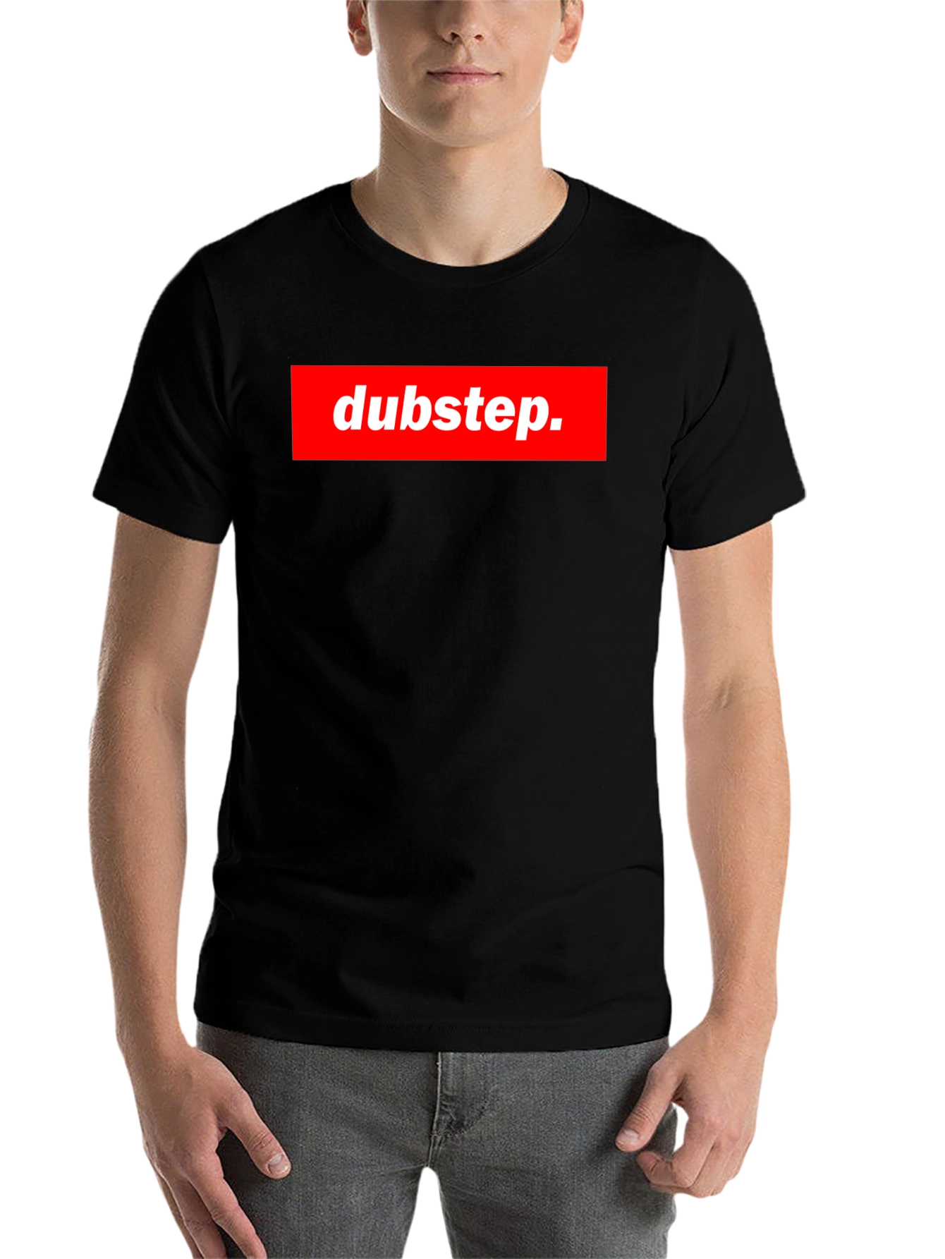 Black Dubstep Graphic Tee - Black Crew Neck T-Shirt view 7