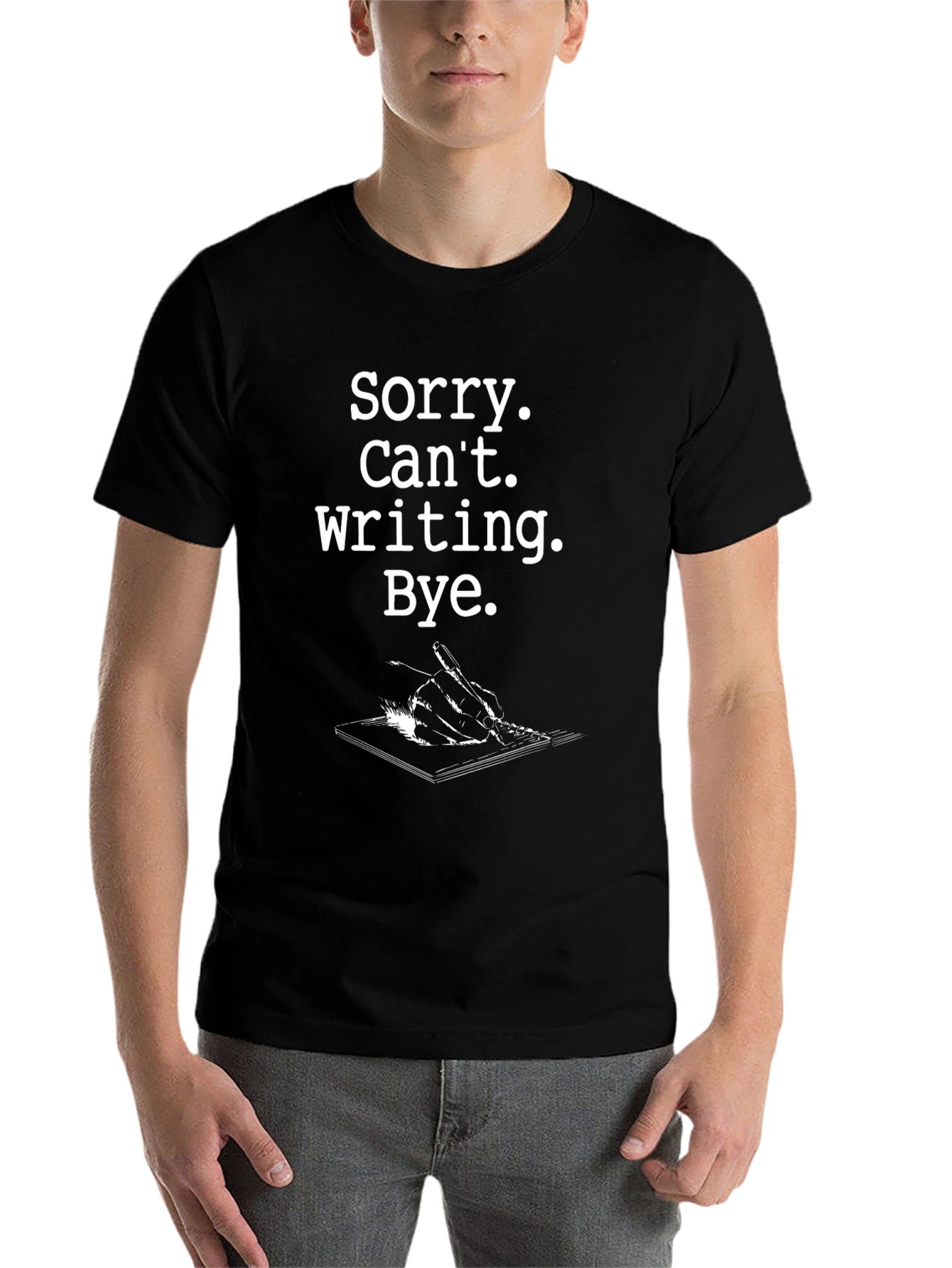 Black Sorry, Can't, Writing T-Shirt - Black view 7