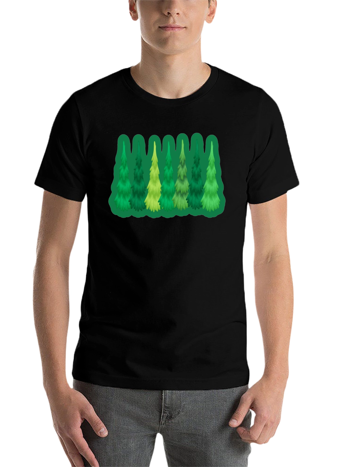 Black Evergreen Tree Graphic Black Tee view 7