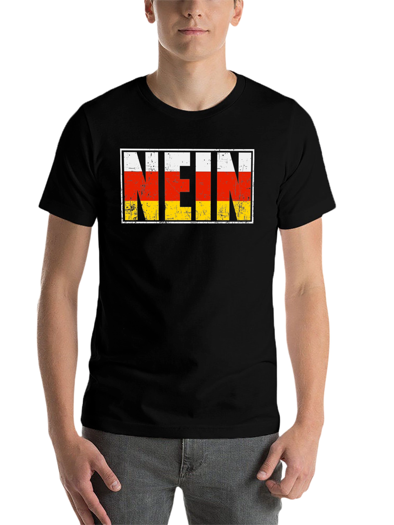 Black NEIN Germany Flag T-Shirt view 7