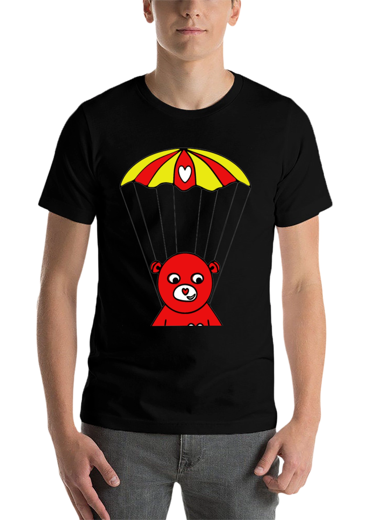 Black Red Bear Parachute Graphic Tee view 7