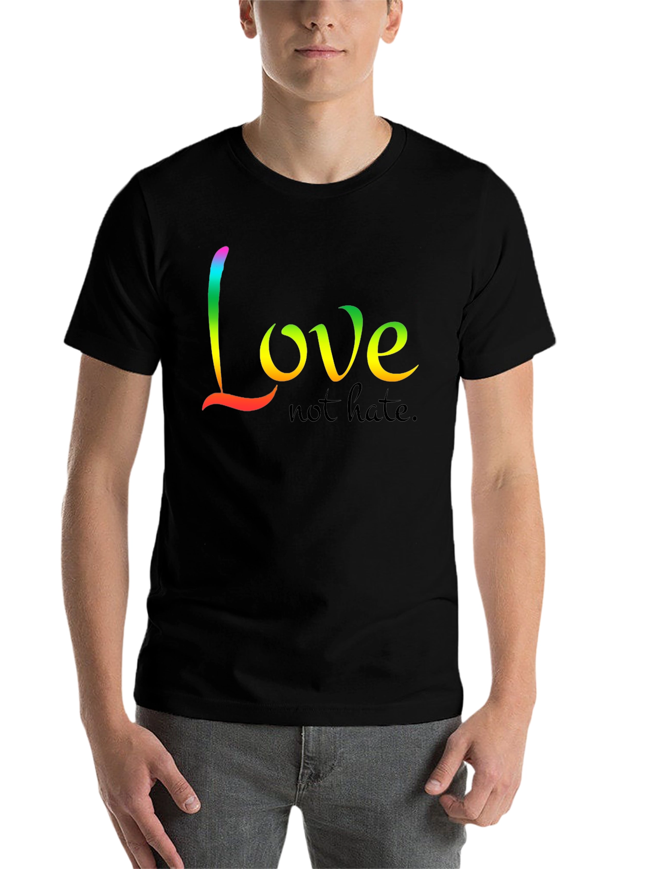 Black Love Not Hate T-Shirt - Rainbow Graphic Tee view 7
