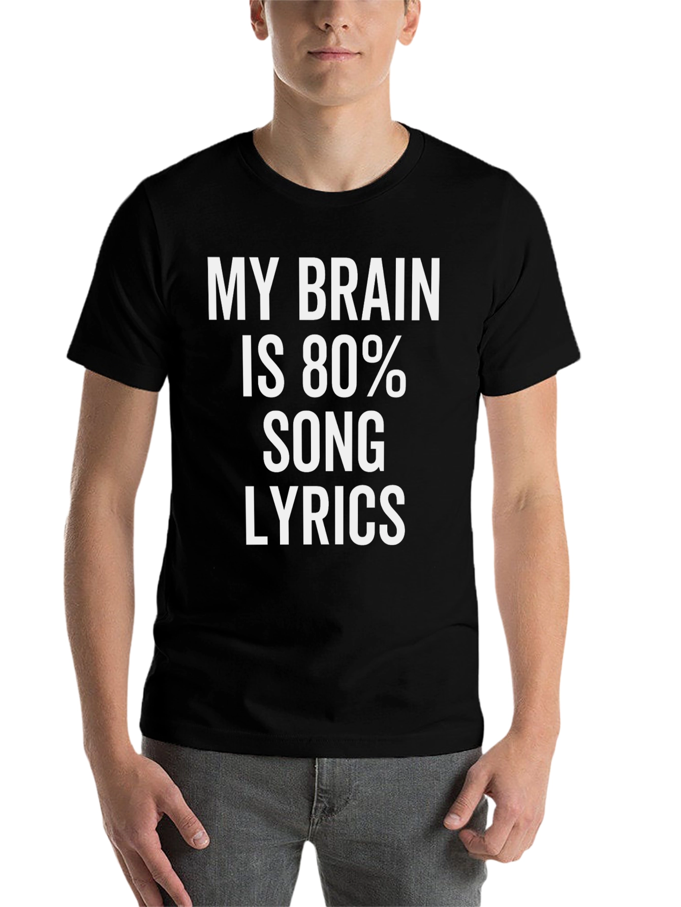 Black My Brain Is 80% Song Lyrics Black Graphic Tee view 7