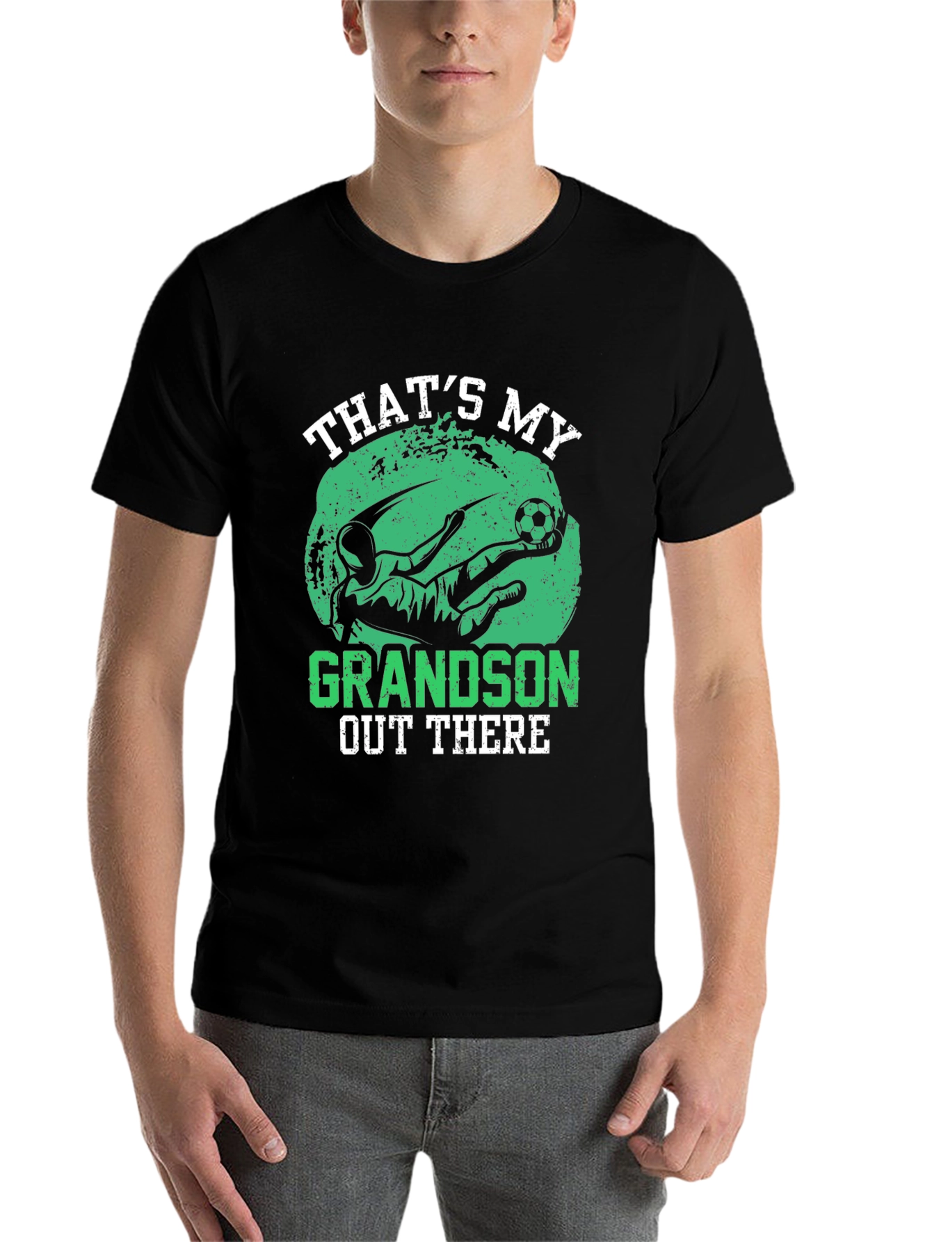 Black That's My Grandson Soccer Graphic T-Shirt view 7