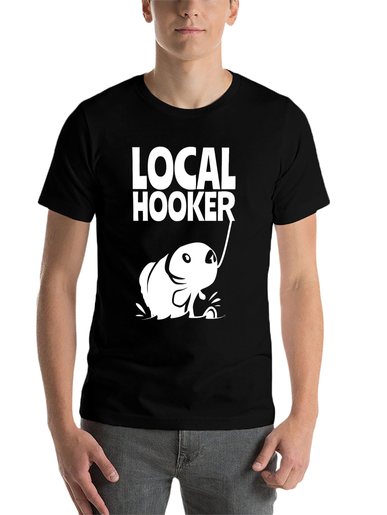 Black Local Hooker Black Cotton T-Shirt for Fishing Enthusiasts view 7