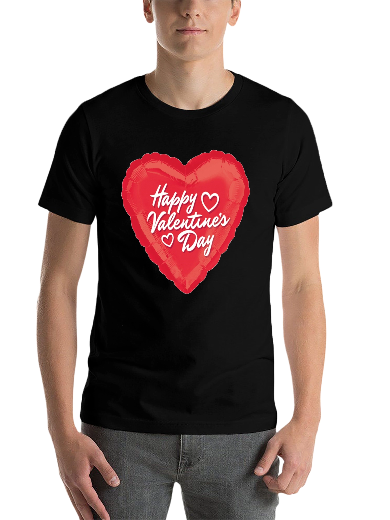Black Happy Valentine's Day Heart Graphic T-Shirt view 7