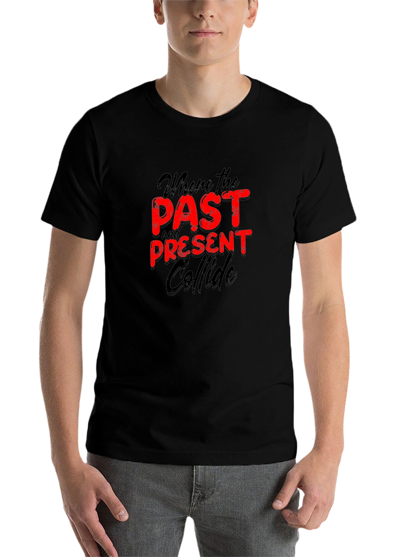 Black Past, Present Collide Graphic Tee - Bold Statement Shirt view 7