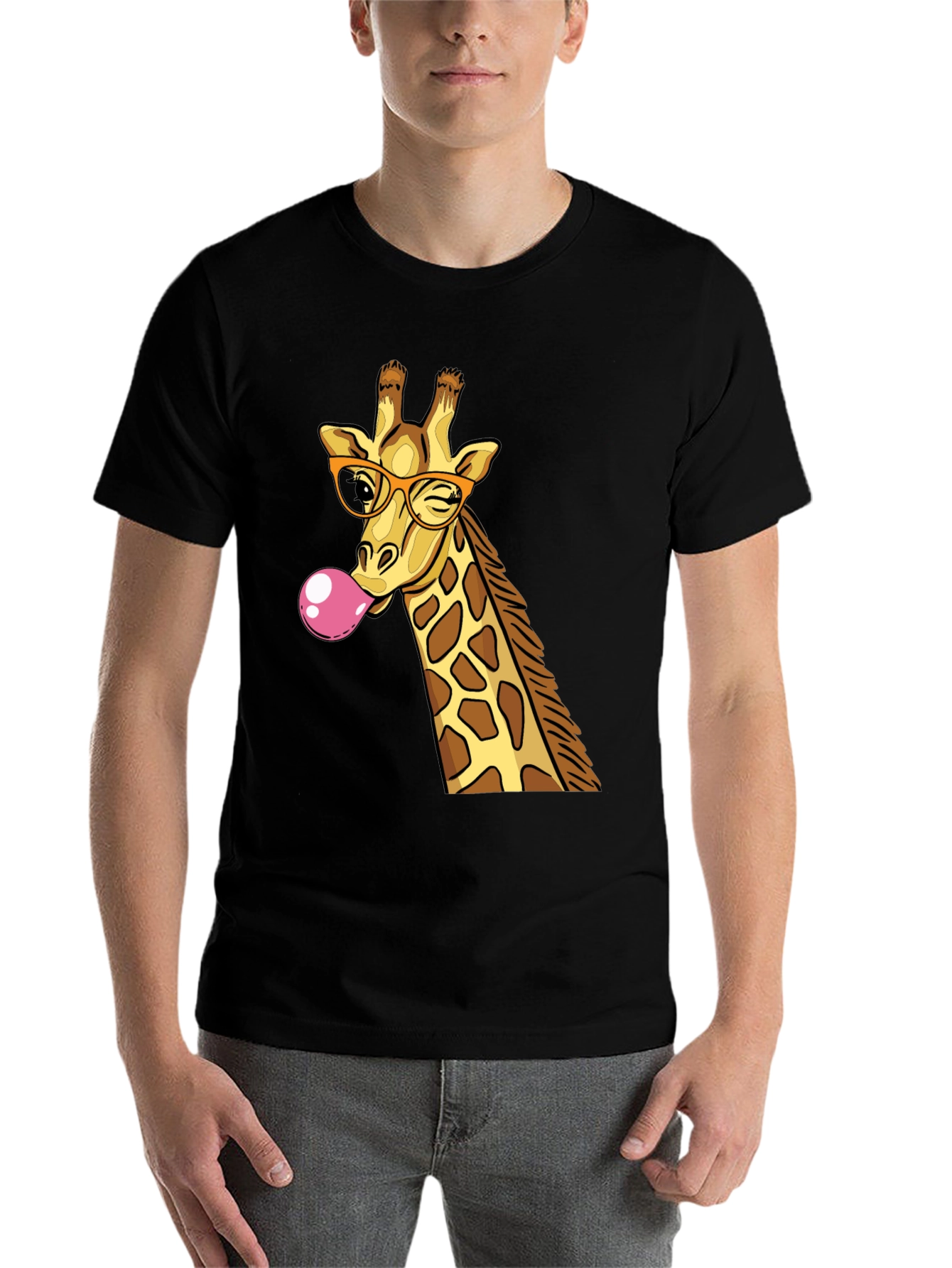 Black Giraffe Bubble Gum Graphic T-Shirt view 7
