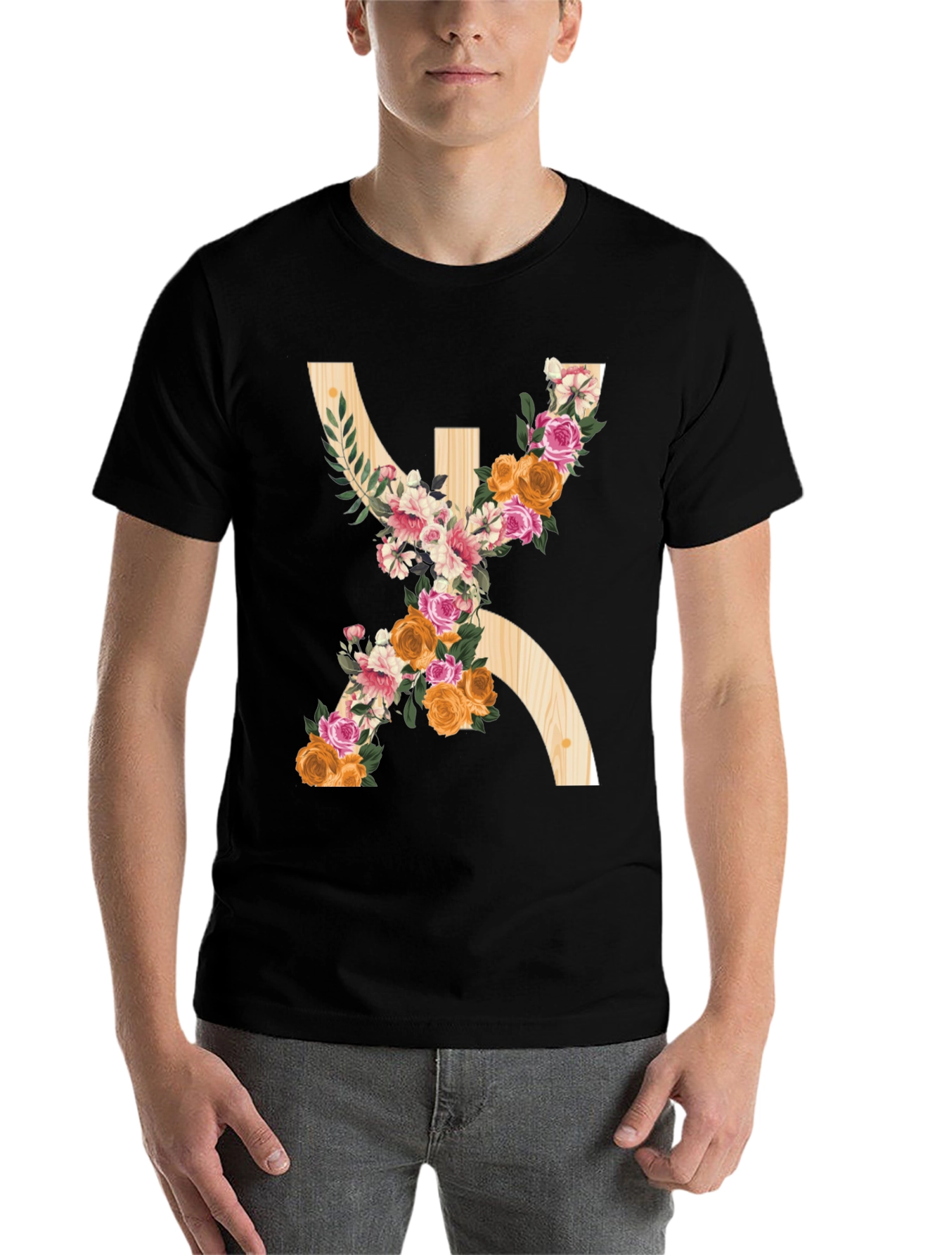 Black Floral Berber Symbol T-Shirt - Stylish Graphic Tee view 7