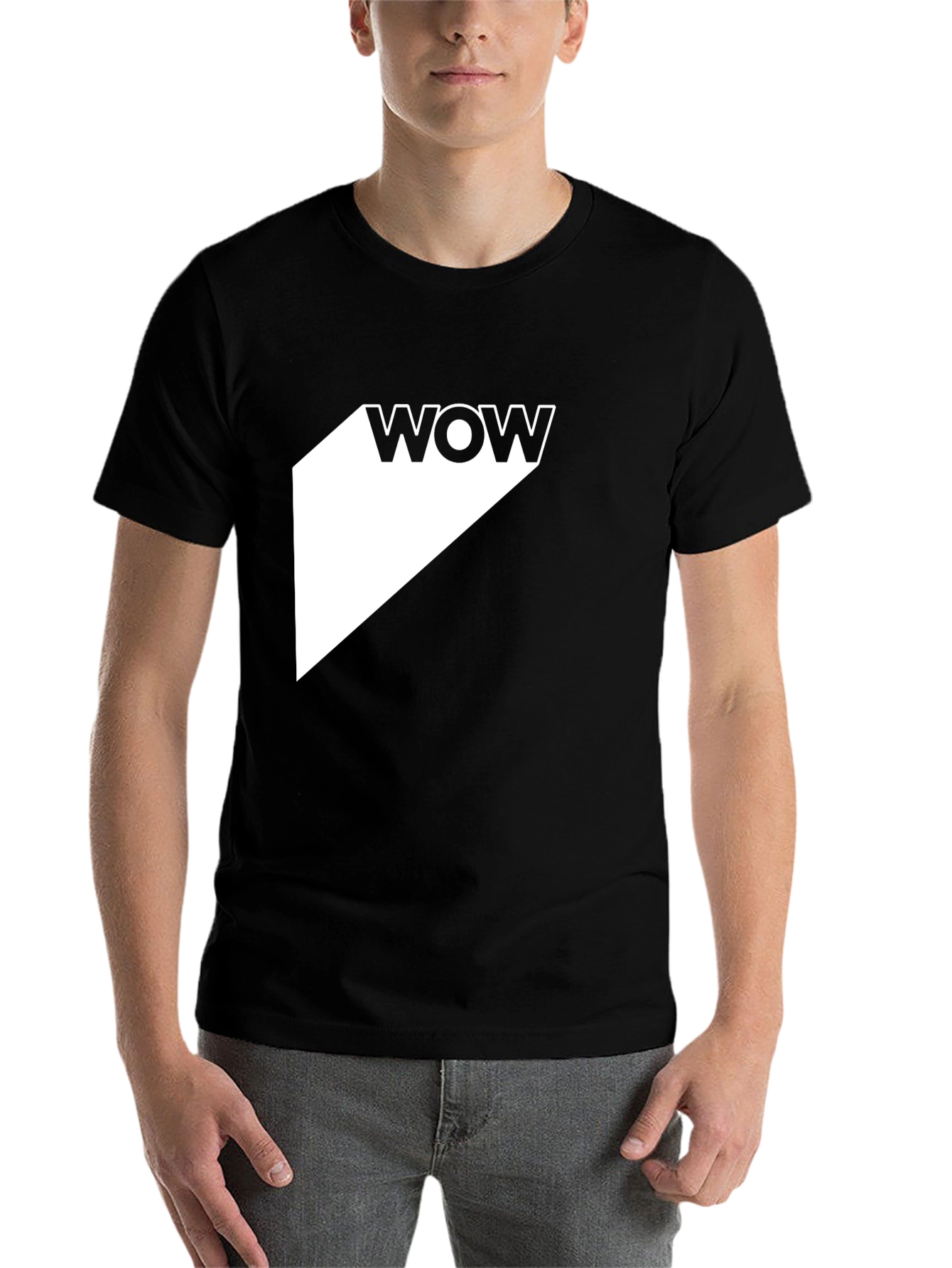 Black WOW Graphic Tee - Modern Black T-Shirt view 7