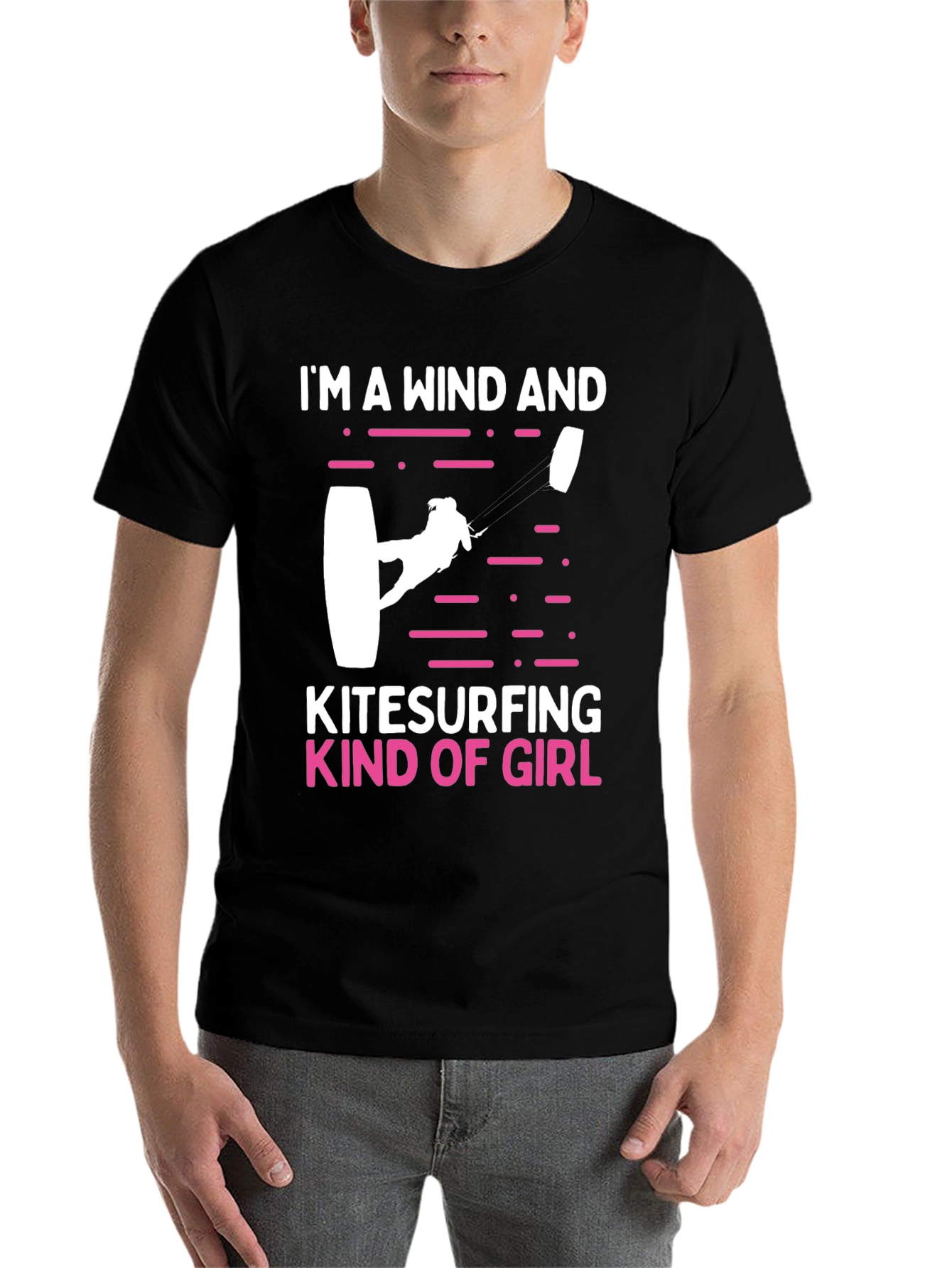 Black Wind and Kitesurfing Girl T-Shirt view 7