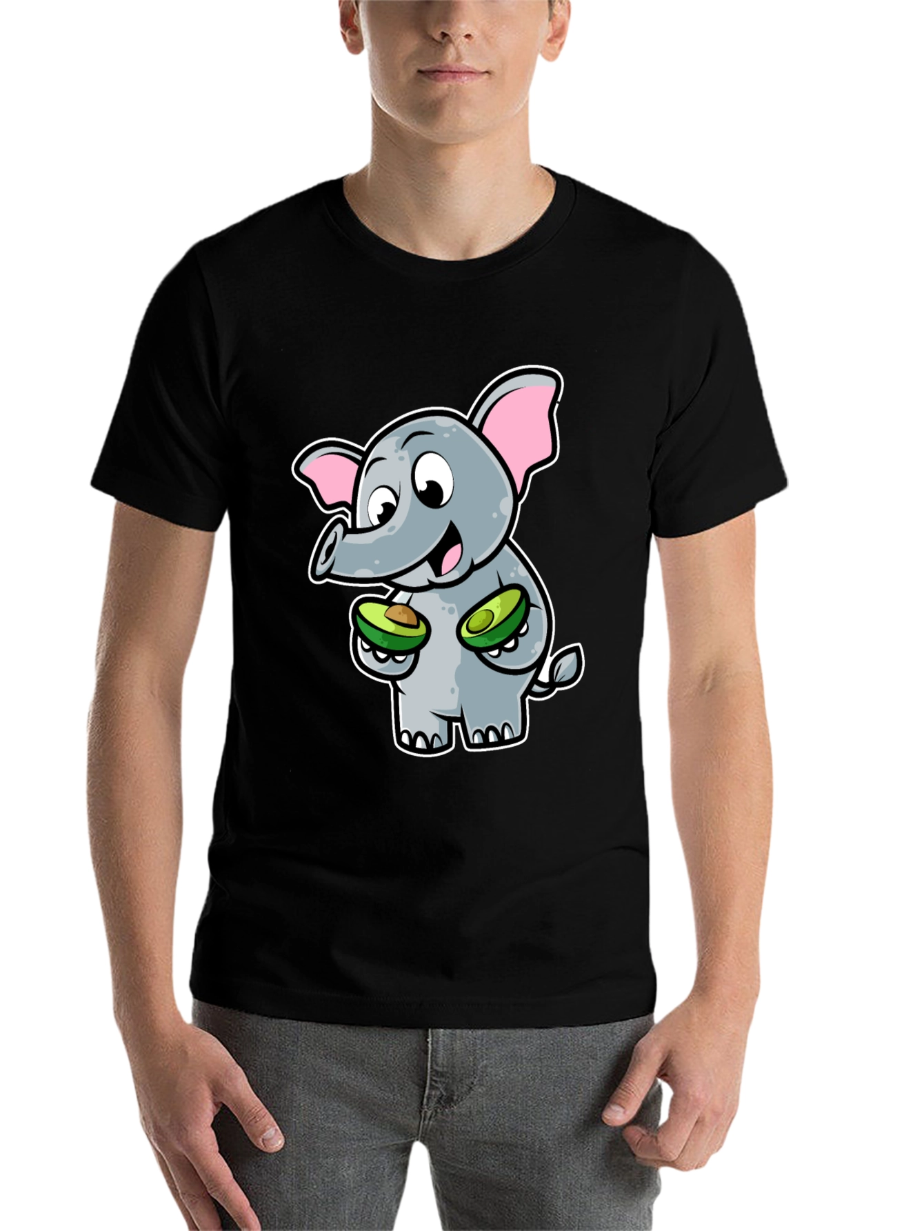 Black Elephant Avocado Black T-Shirt view 7