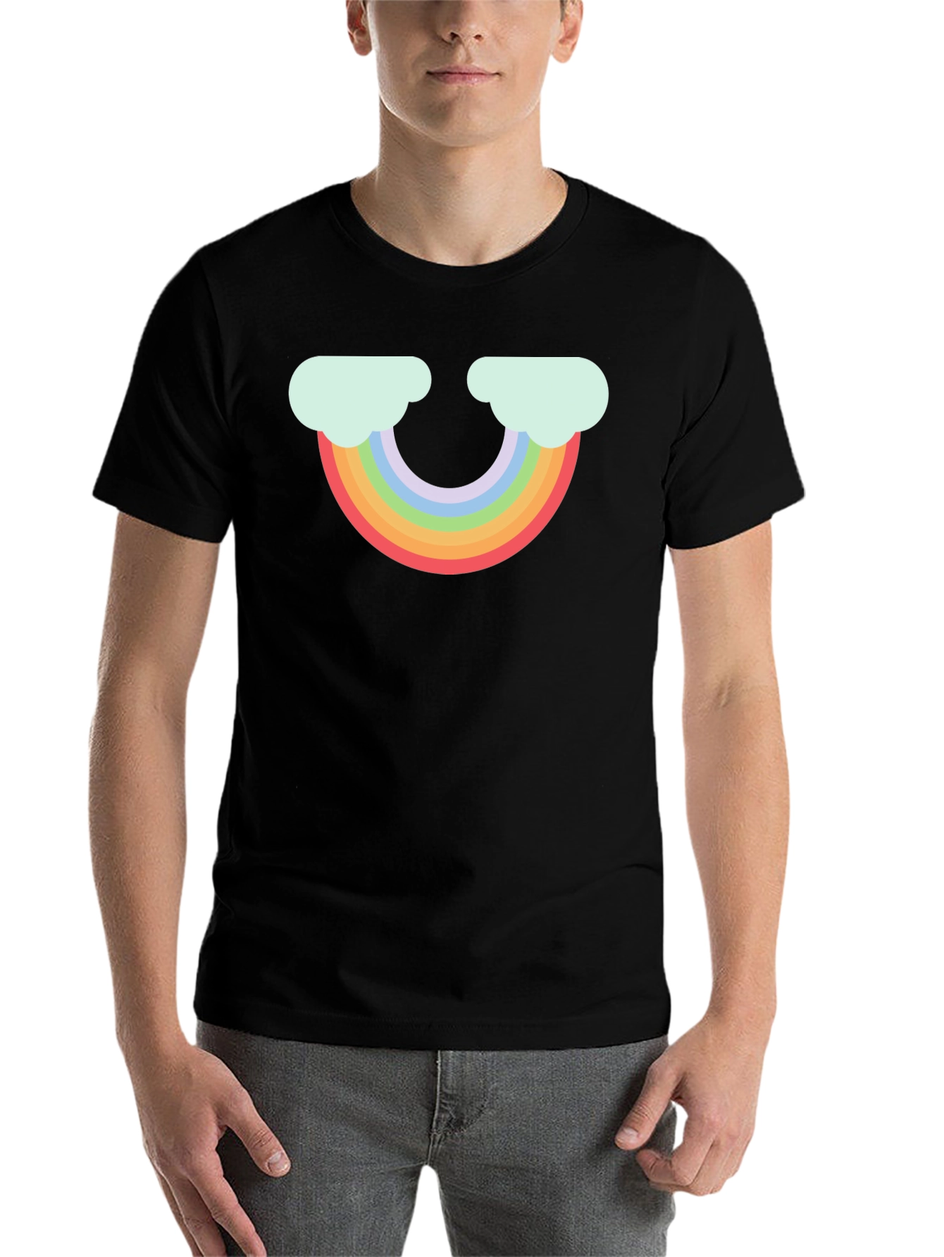Black Rainbow Cloud Graphic Tee - Black Cotton T-Shirt view 7