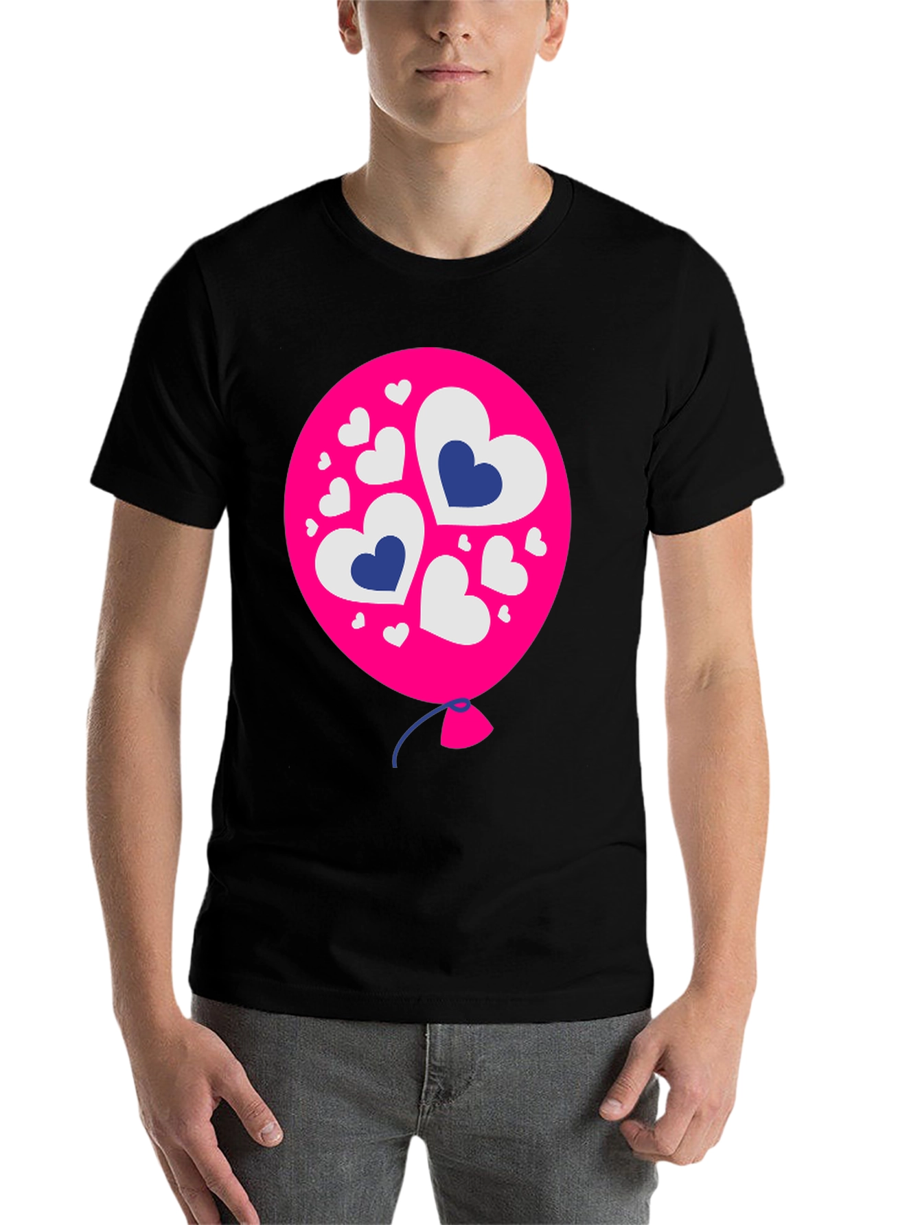 Heart Balloon Graphic Tee - Black - 7
