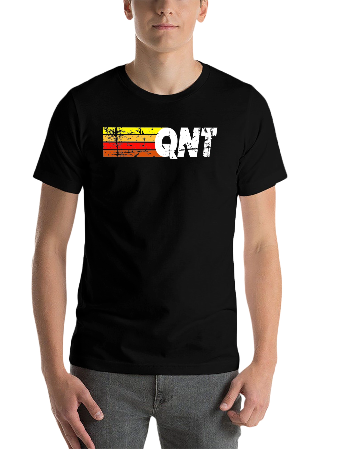 Black QNT Graphic Tee - Retro Style Black T-Shirt view 7