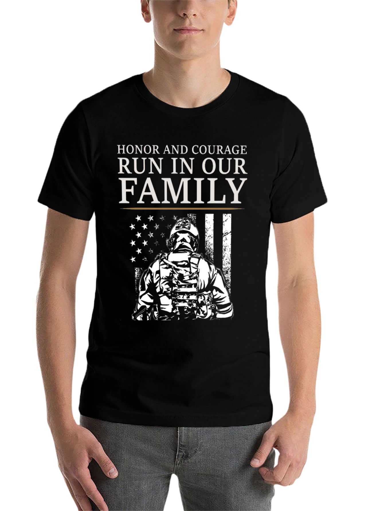 Black Honor and Courage Family T-Shirt - Patriotic Design view 7
