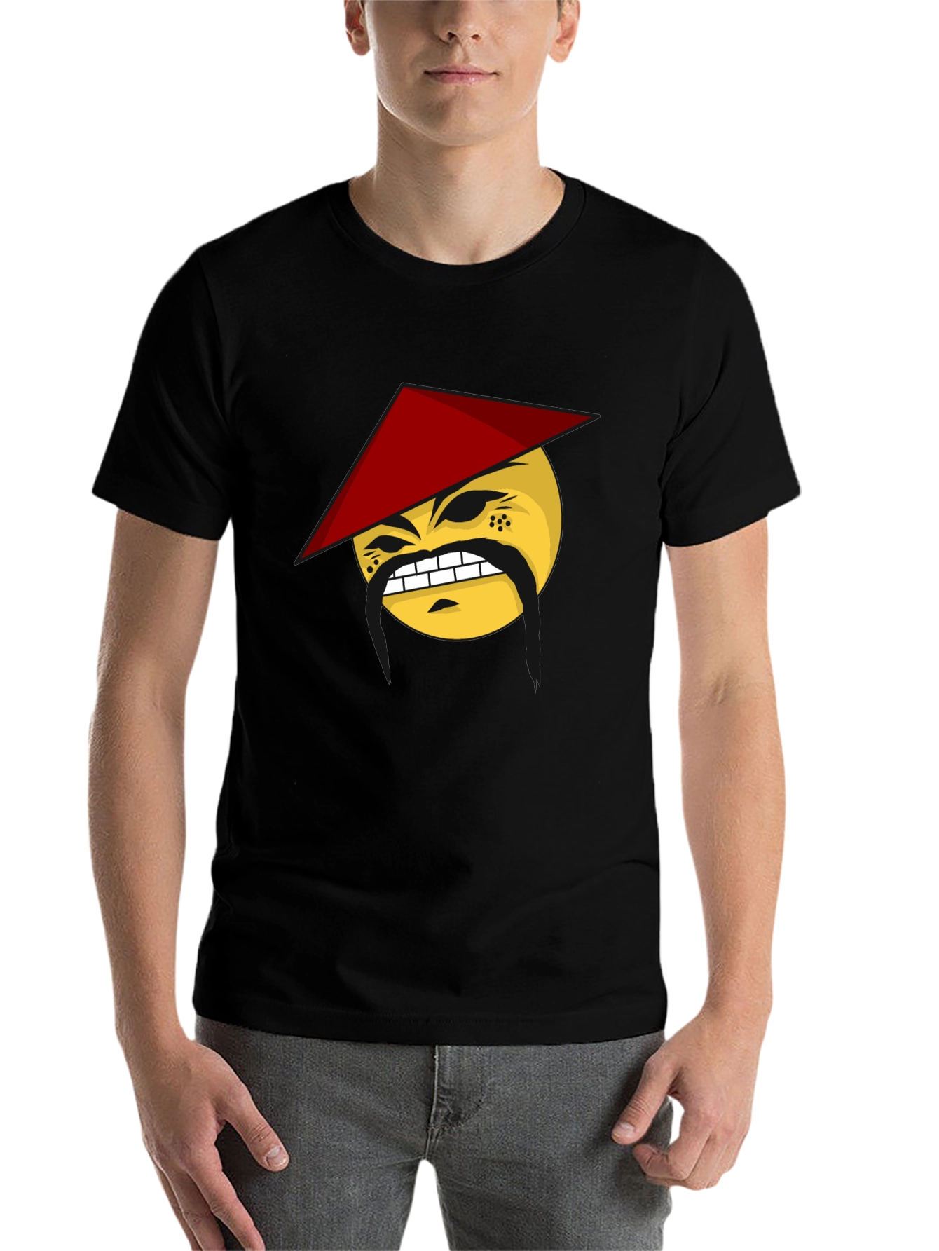 Black Funny Emoji T-Shirt - Angry Asian Man view 7