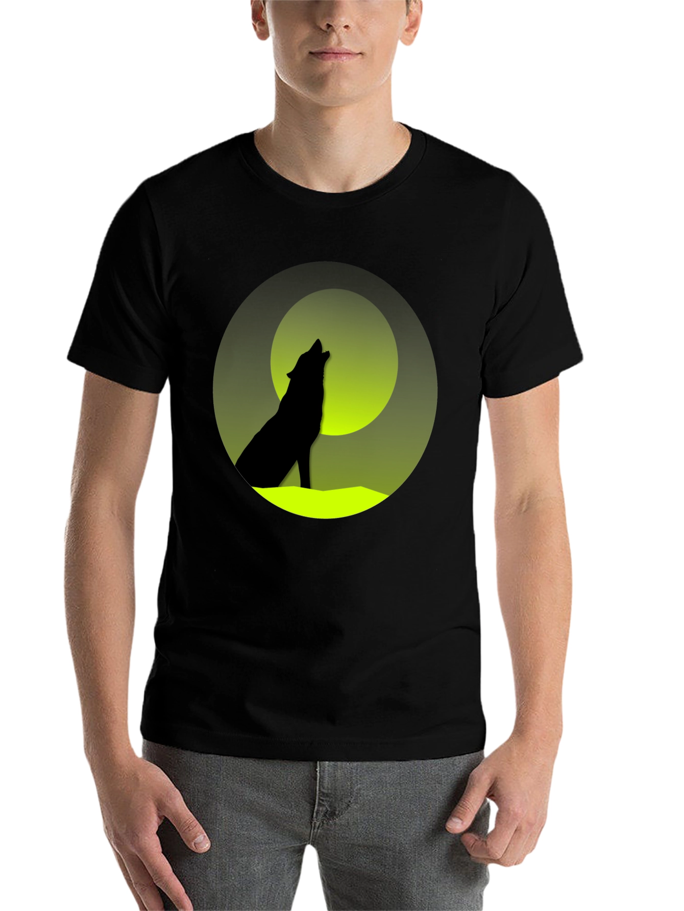 Black Wolf Howling at Moon Graphic Tee view 7
