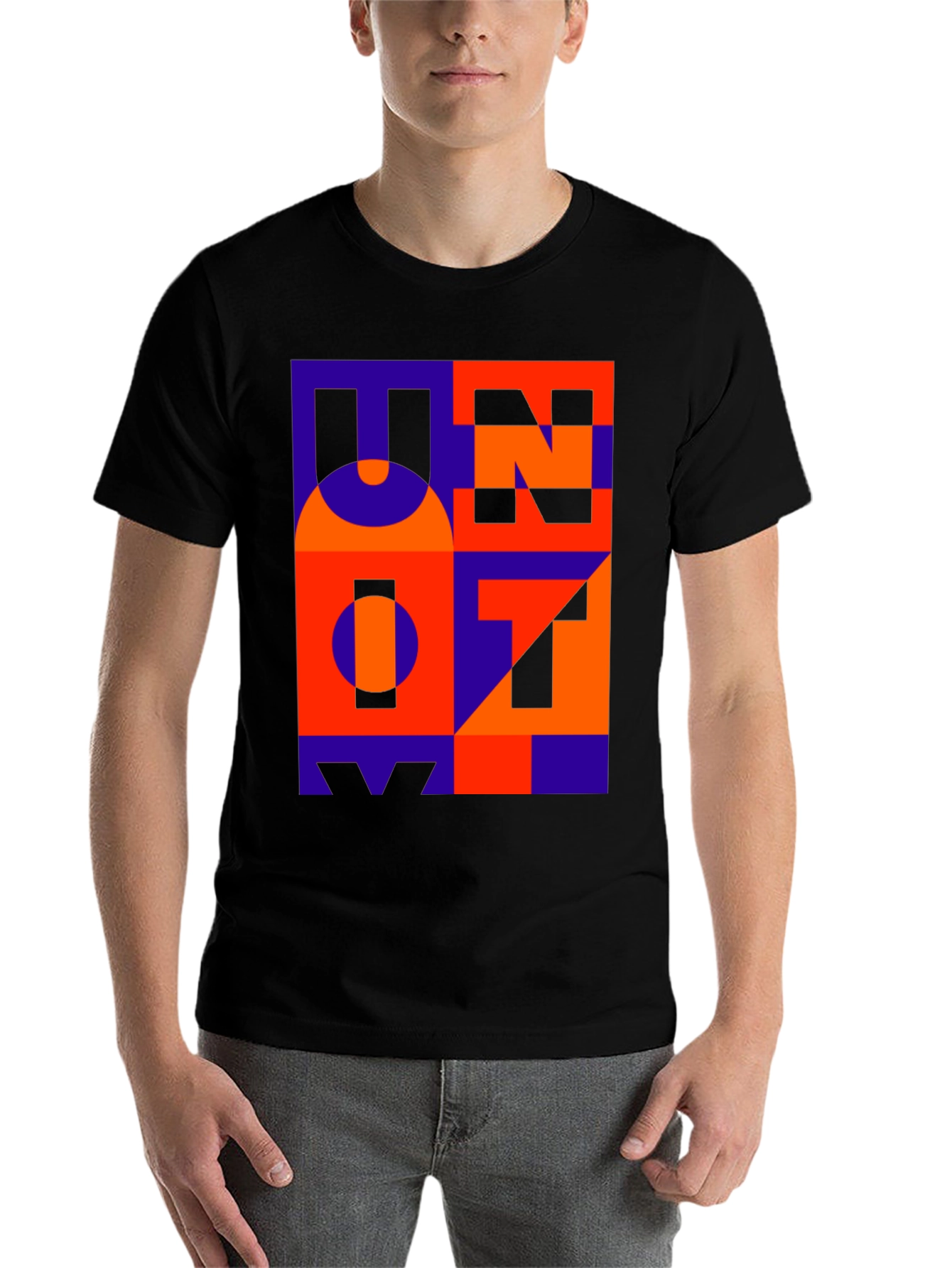 Black Abstract Geometric T-Shirt view 7