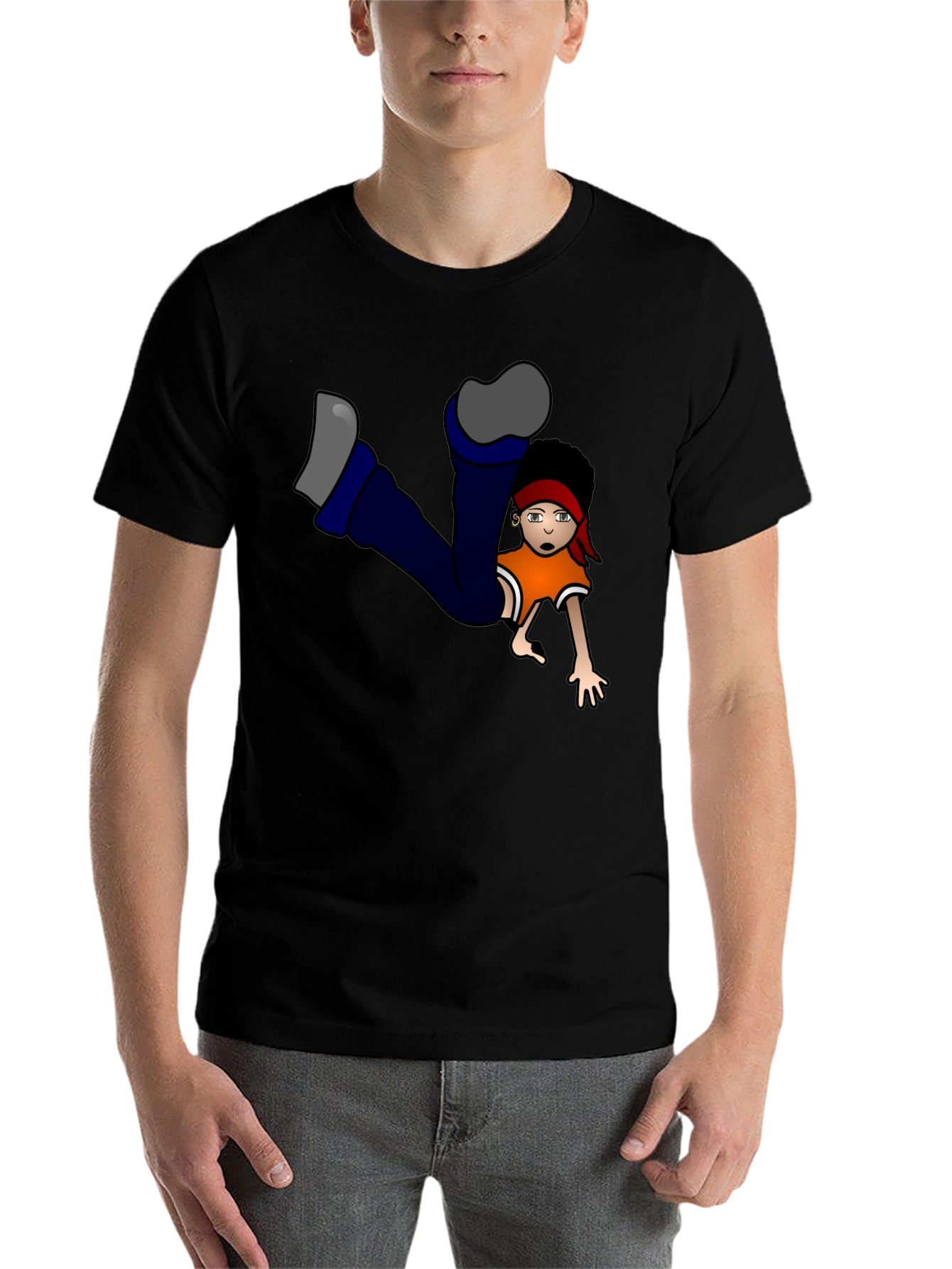 Black Funky Cartoon Character Graphic Black T-Shirt view 7