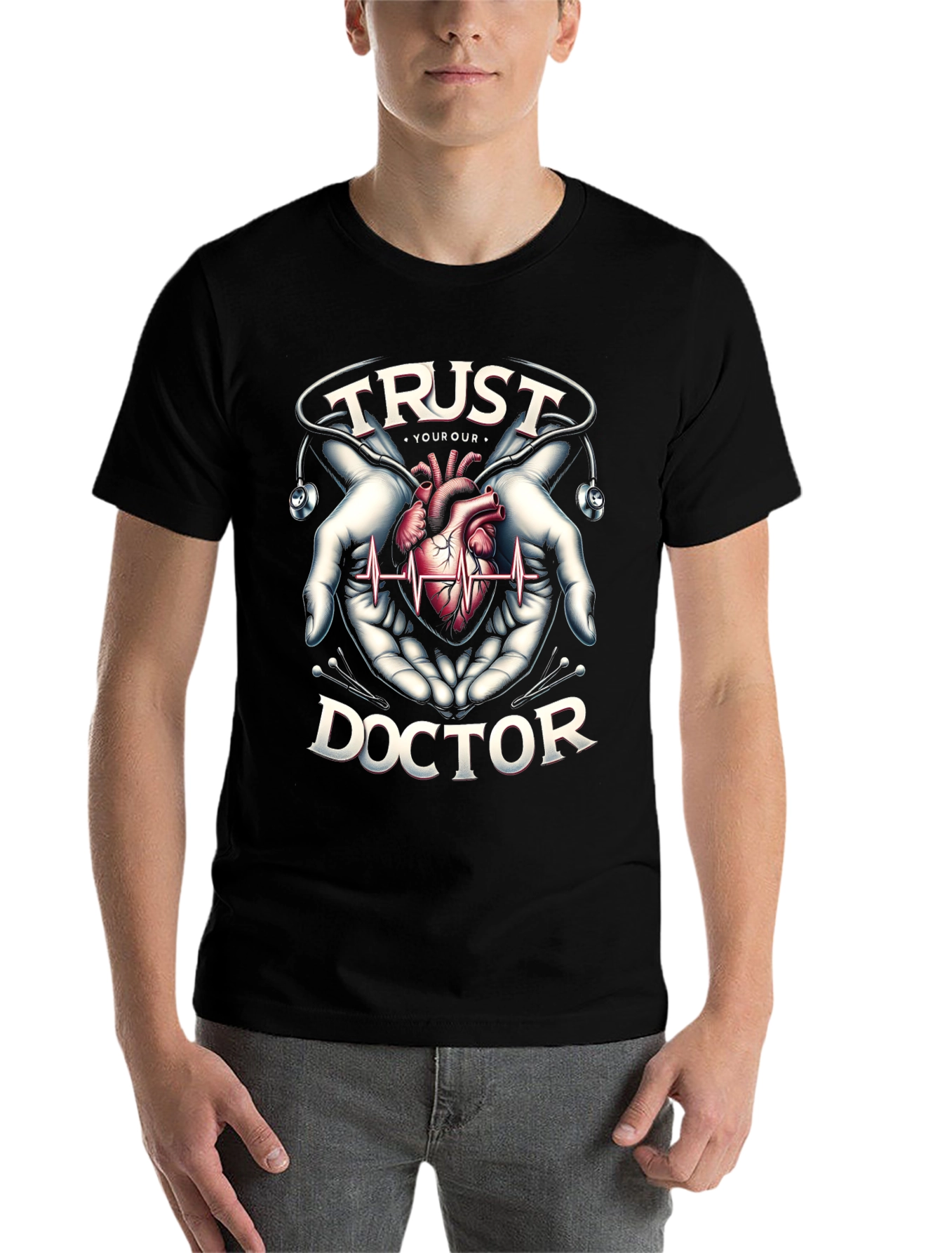 Black Trust Your Doctor Graphic T-Shirt view 7