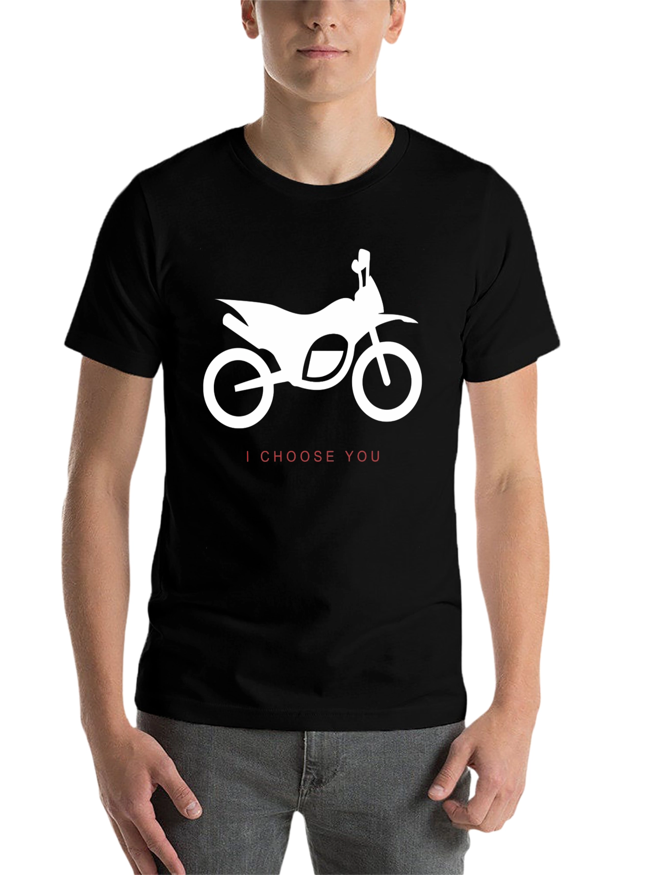 Black Motorcycle Graphic Tee - I Choose You Design - Black view 7