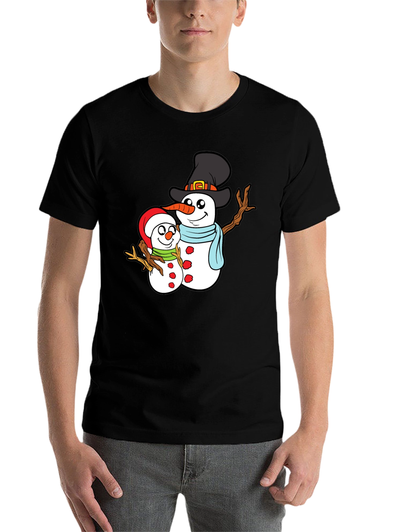 Snowman Family Graphic T-Shirt - 7