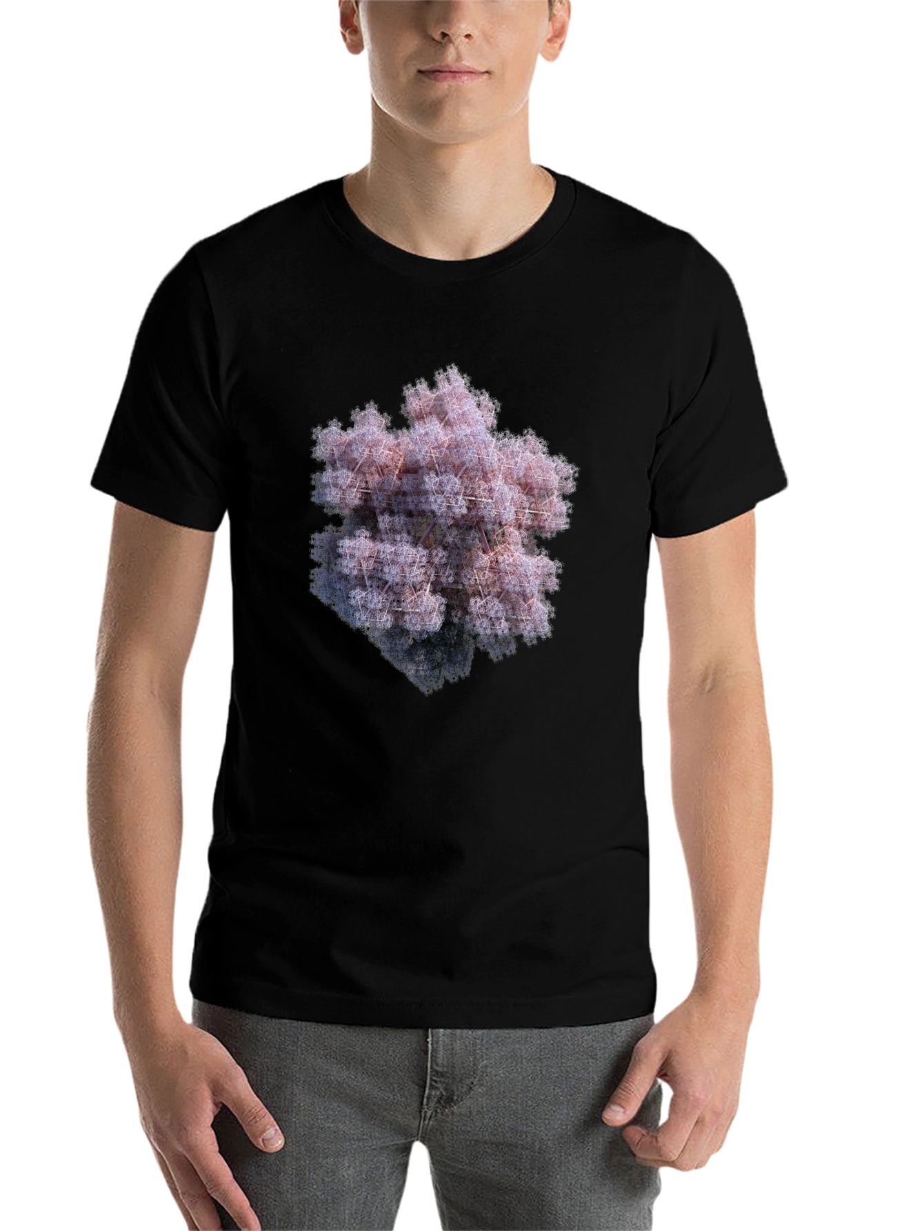 Black Geometric Fractal Art T-Shirt view 7