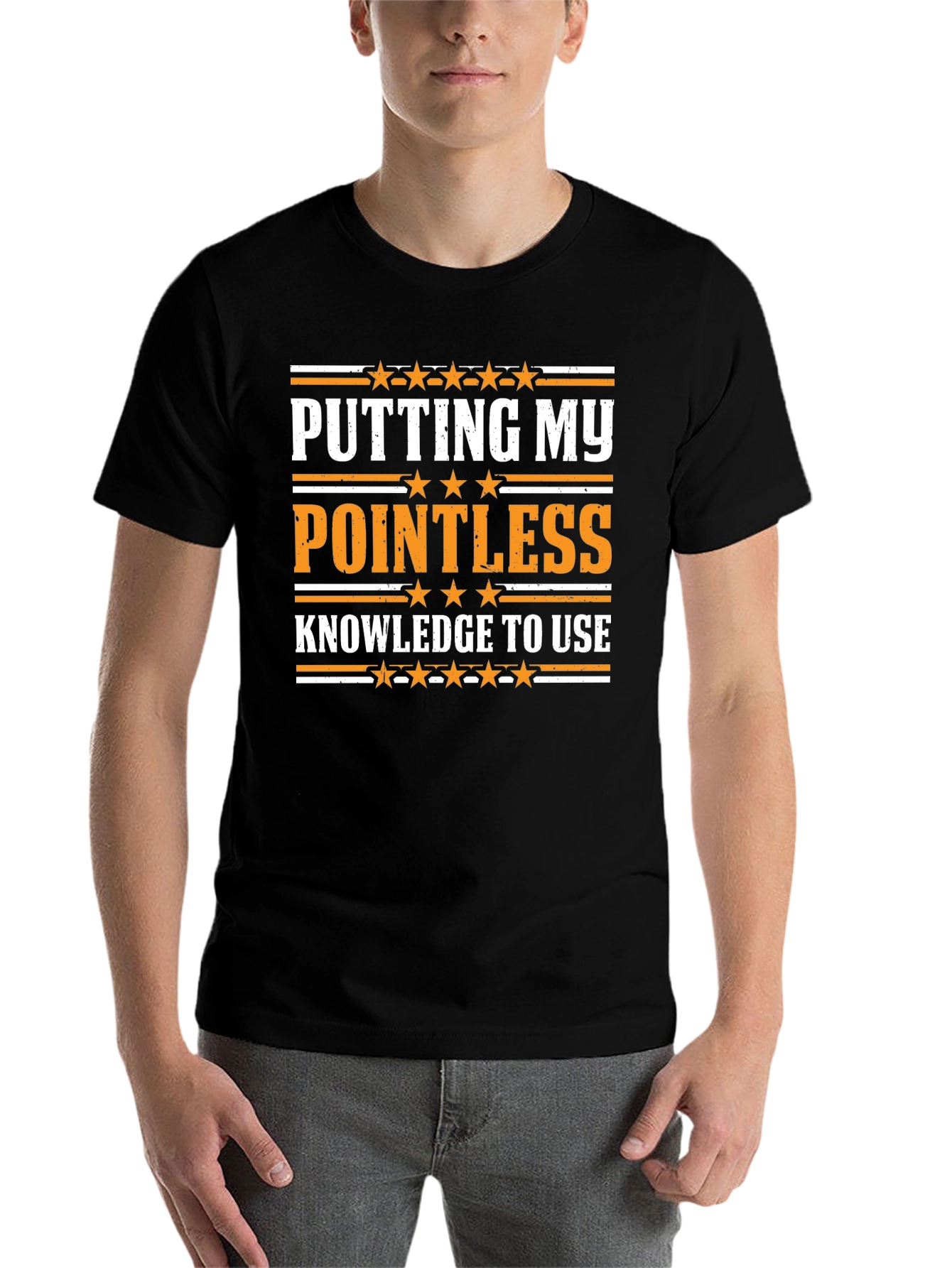 Black Pointless Knowledge Graphic Tee - Sarcastic Humor Shirt view 7