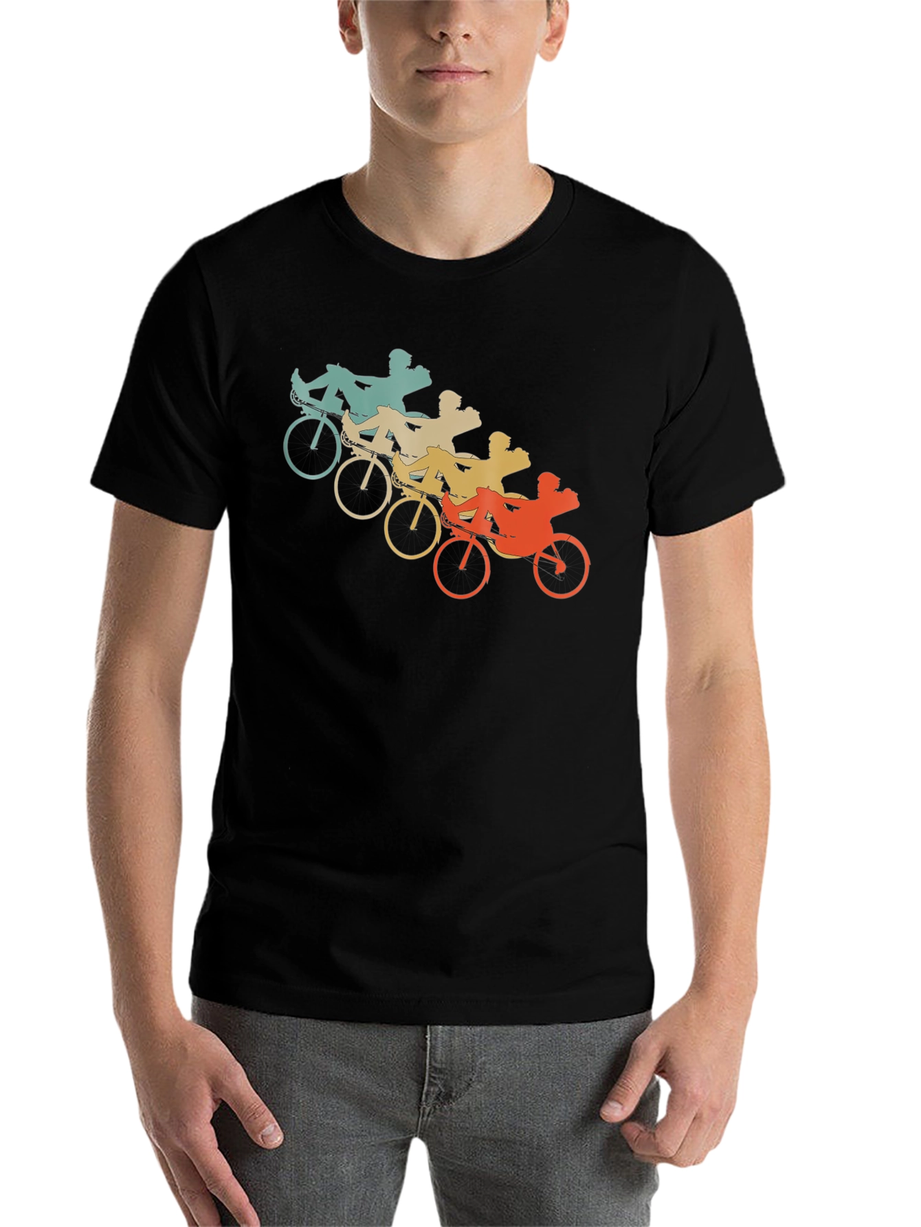 Black Recumbent Bike T-Shirt - Retro Cycling Tee view 7
