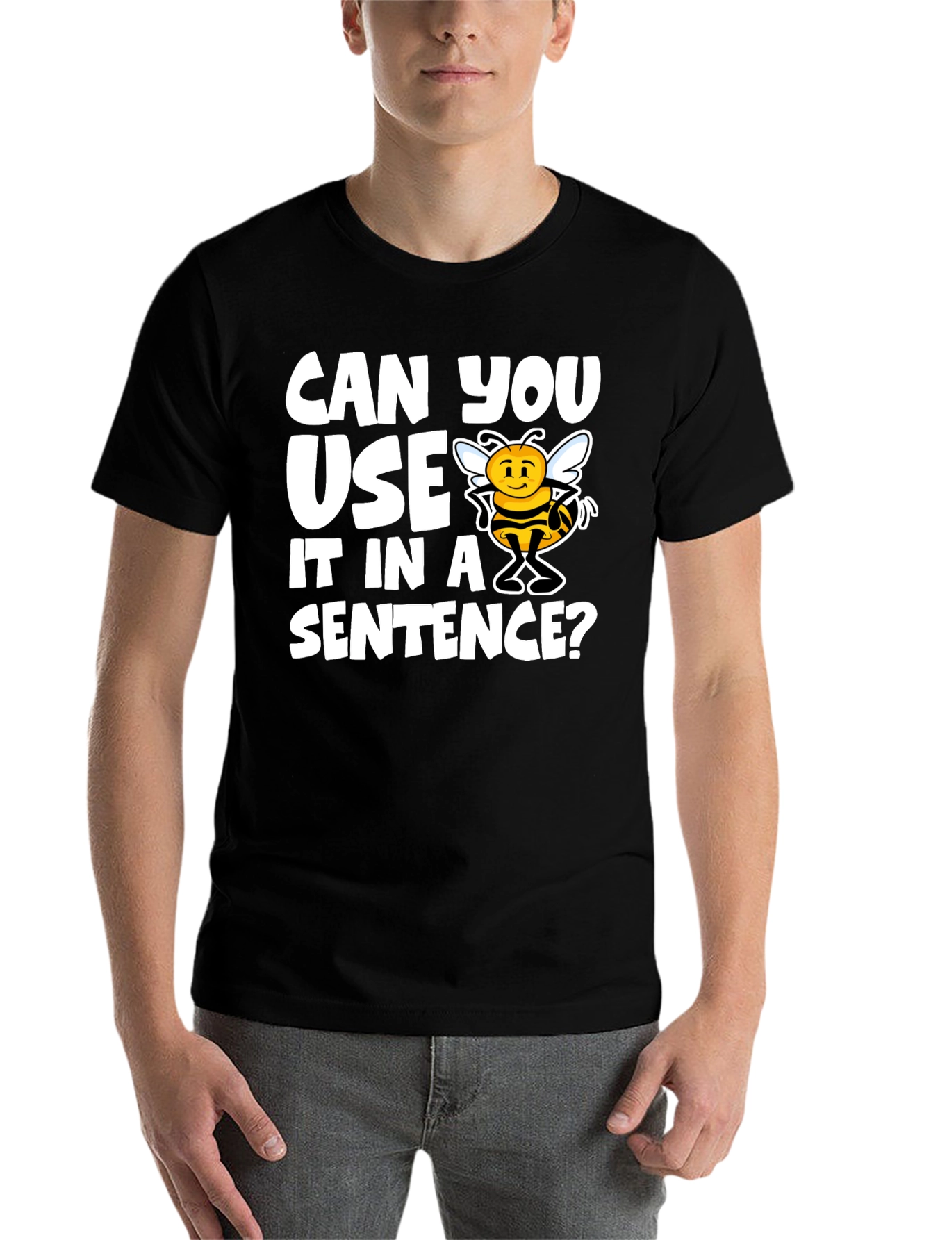 Black Funny Bee Puns T-Shirt "Use it in a Sentence" view 7