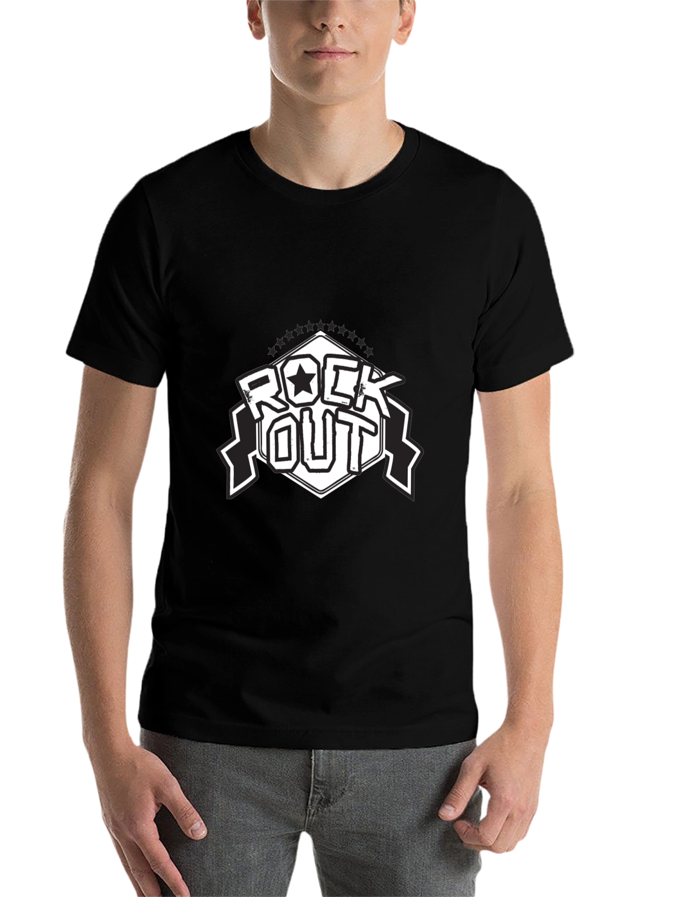 Black Rock Out Black T-Shirt - Stylish Graphic Tee view 7