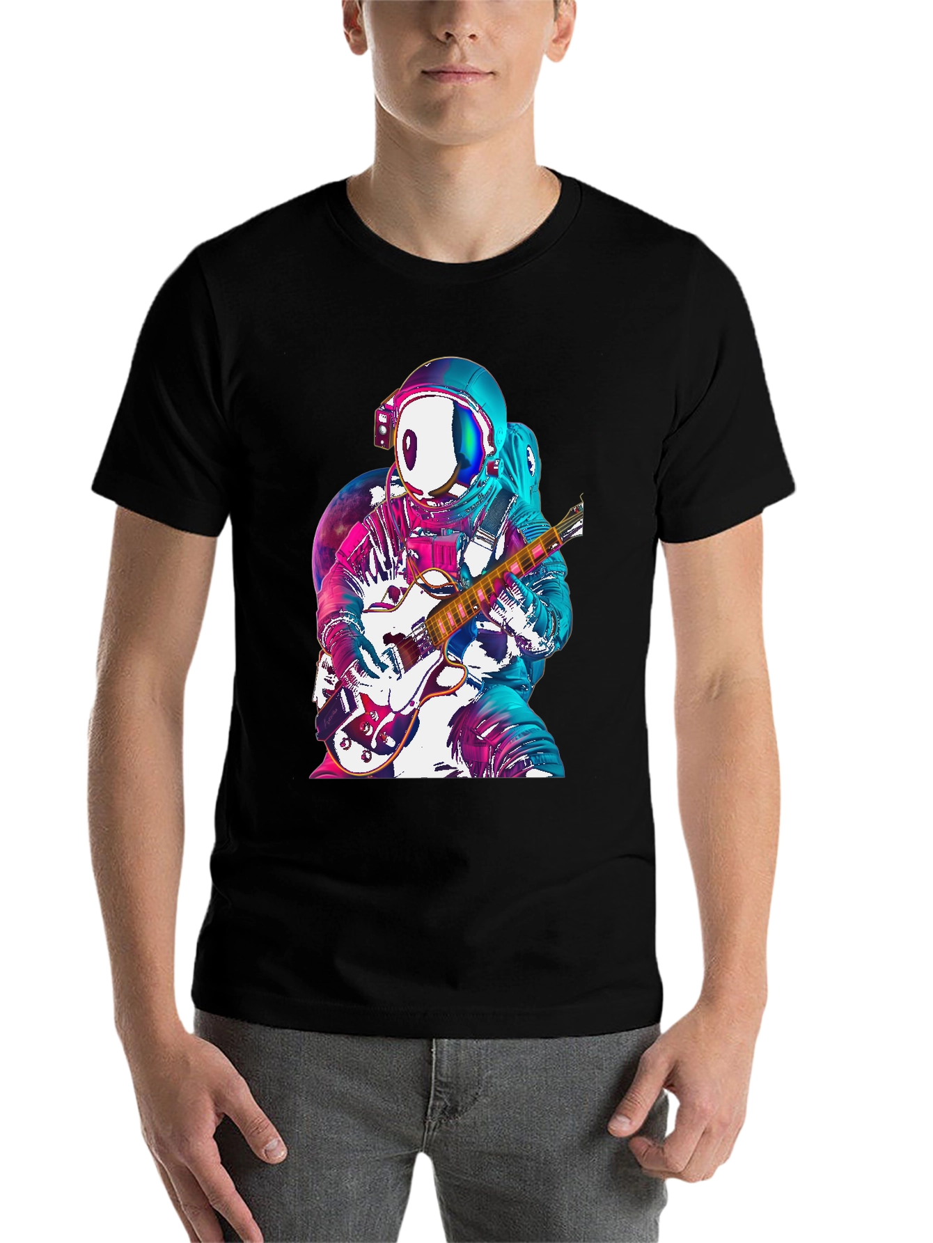 Black Astronaut Guitarist Graphic Tee - Space Rock! view 7