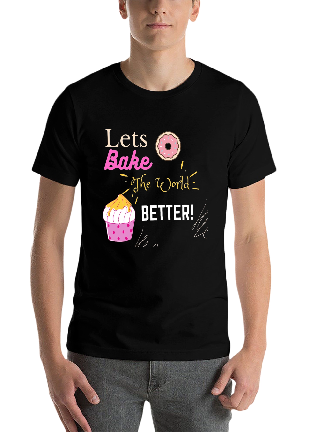 Black Lets Bake the World Better Graphic Tee view 7