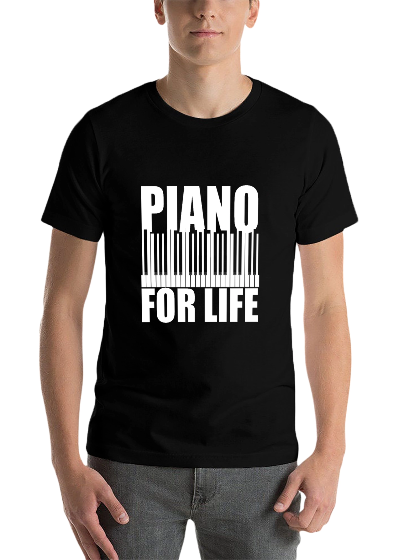 Black Piano For Life Graphic Tee - Music Lover's T-Shirt view 7