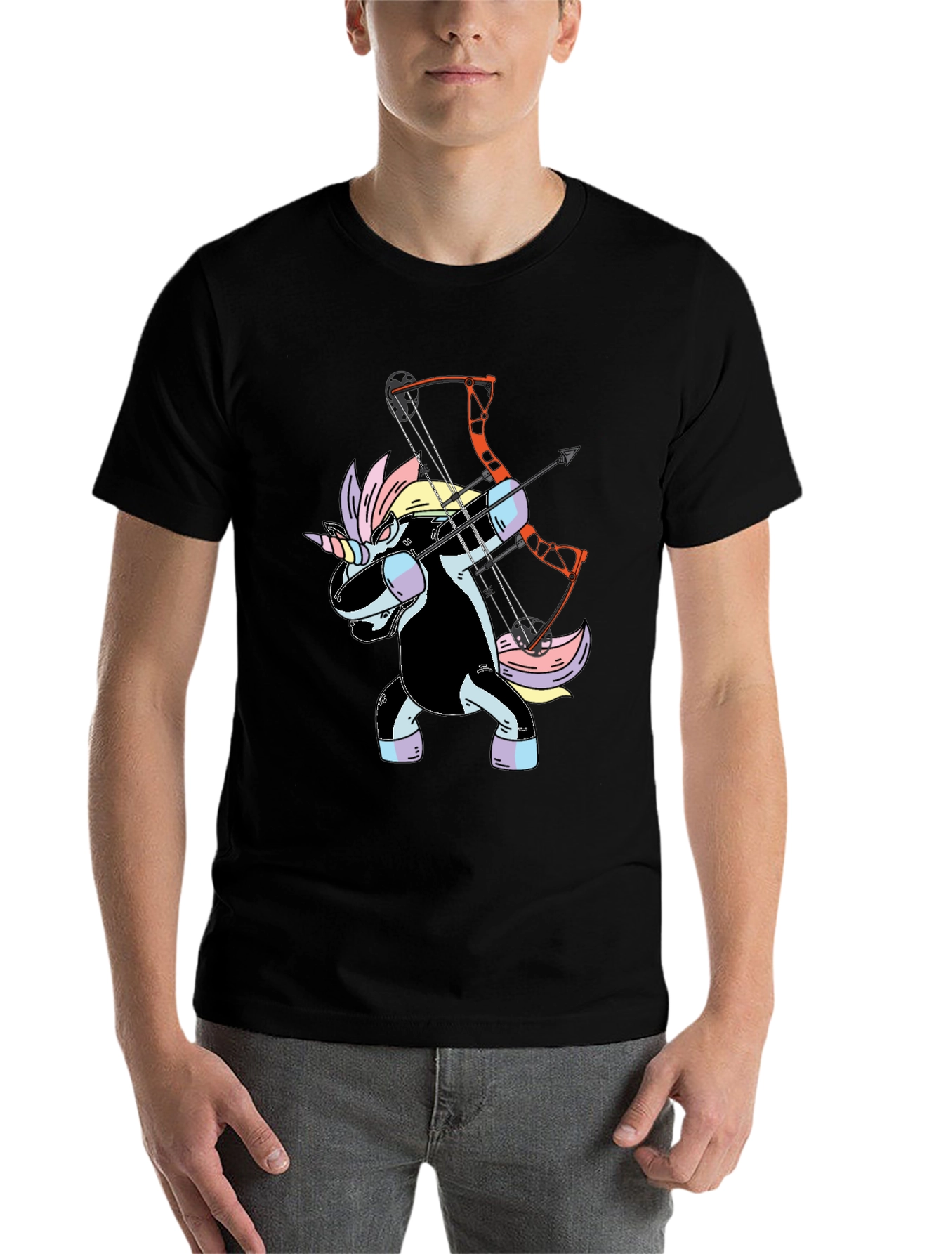 Black Unicorn Archer Graphic Tee - Black Cotton T-Shirt view 7