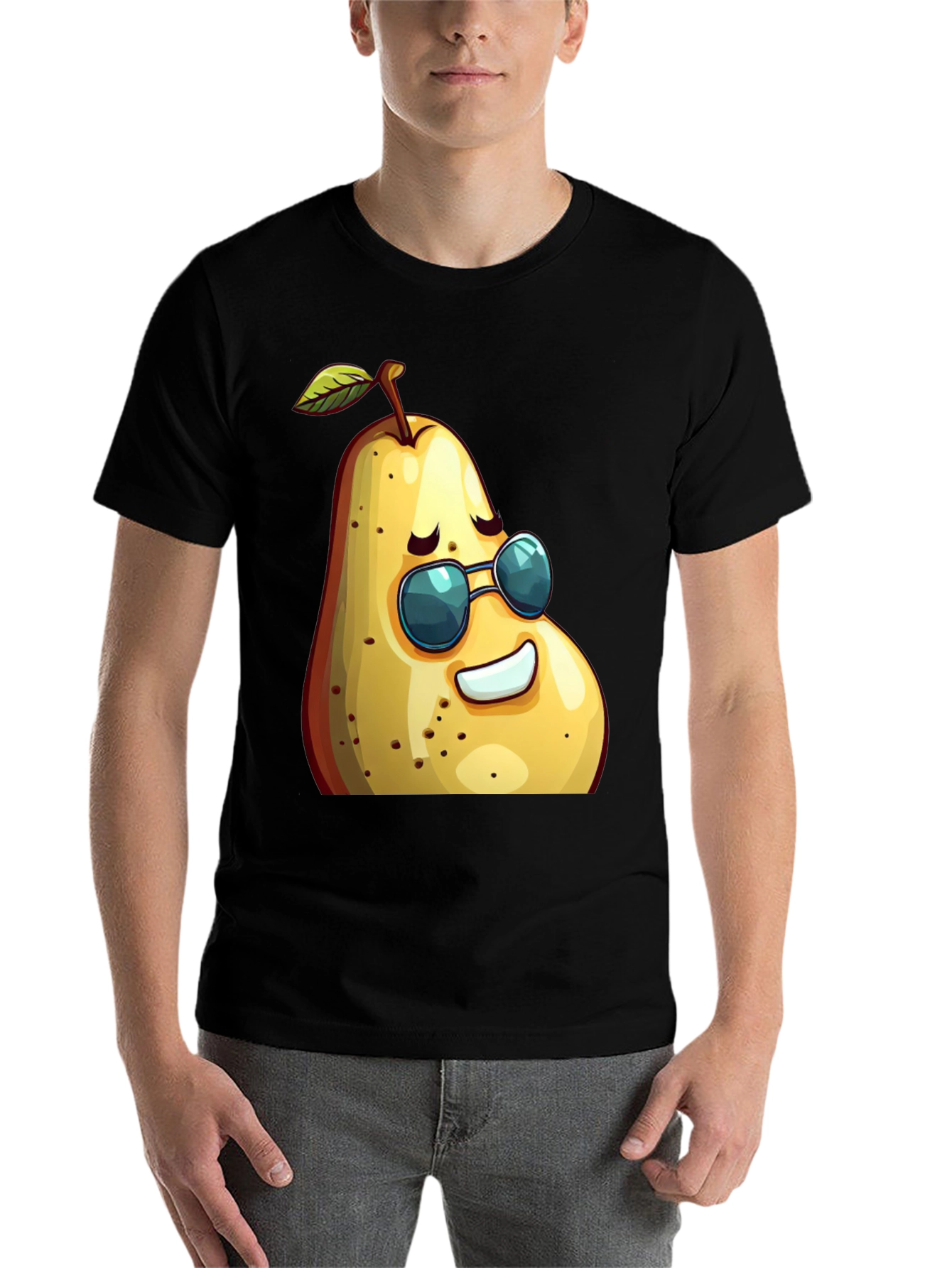 Black Cool Pear Graphic Tee - Unisex Black T-Shirt view 7
