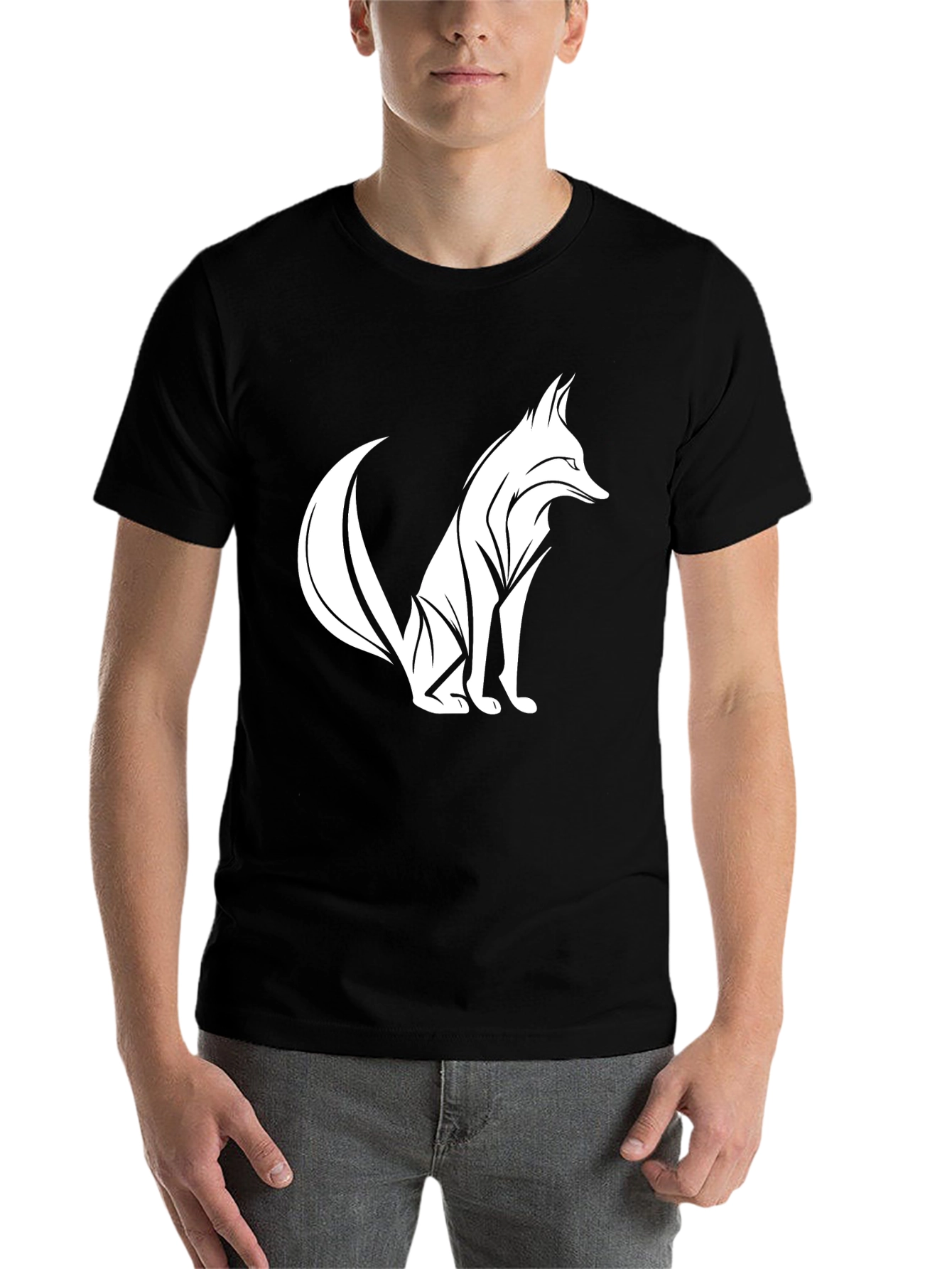 Black Fox Graphic Tee - Stylish Men's Black T-Shirt view 7
